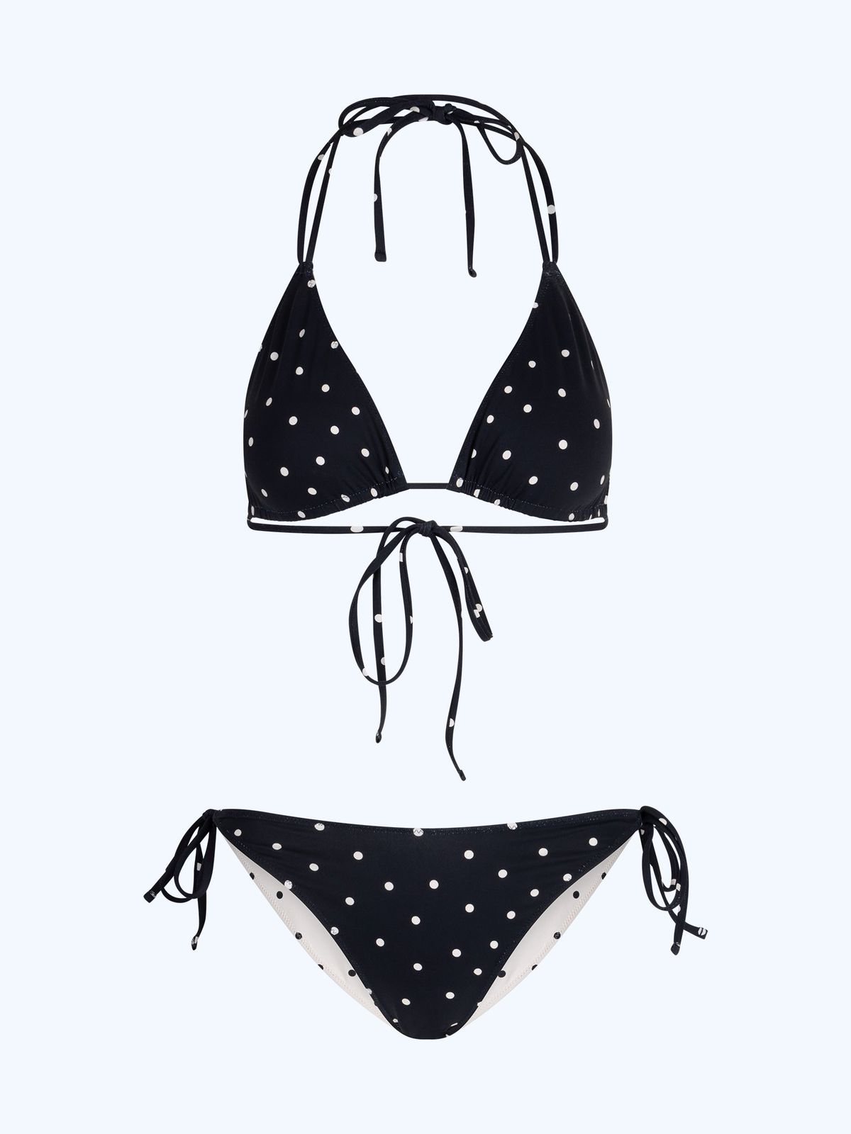 Coral Reversible Bikini Set In White Polka Dot