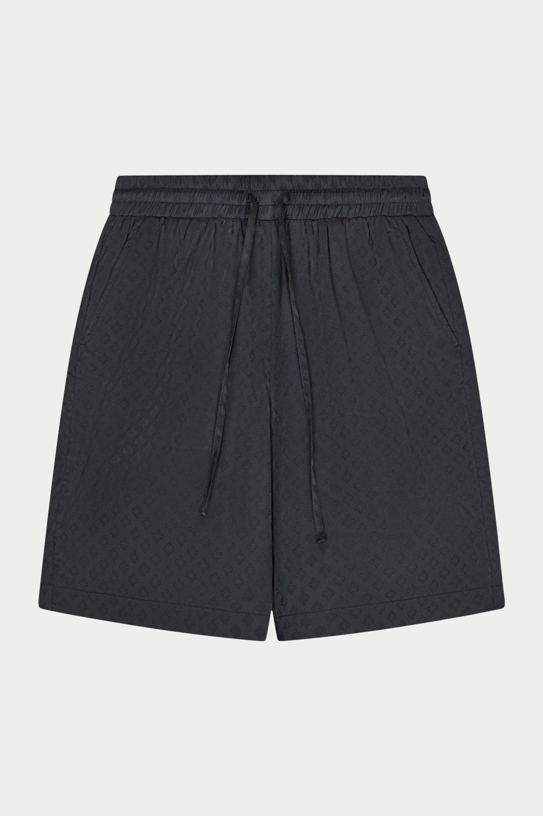 SATIN JACQUARD SHORTS - BLACK
