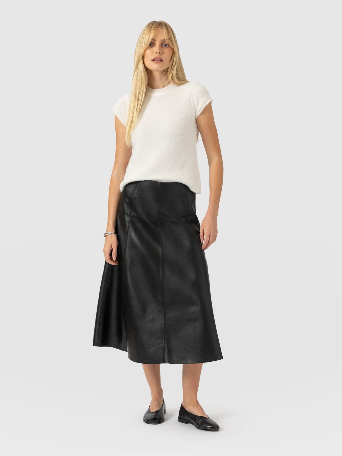 Bonham Leather Midi Skirt - Black