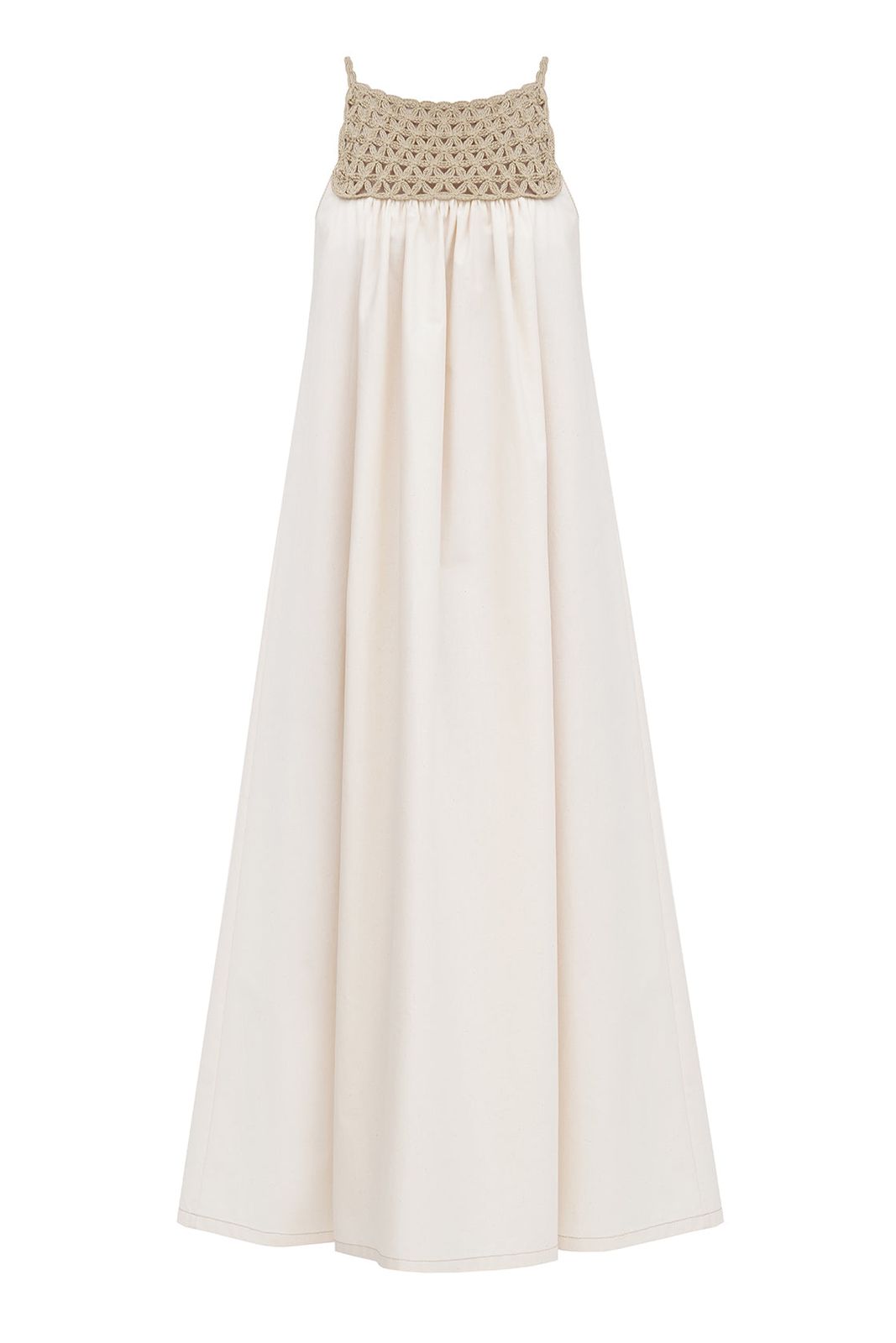 Organic Cotton Dress with Hand Knitted Ramie Bodice | White &amp; Natural