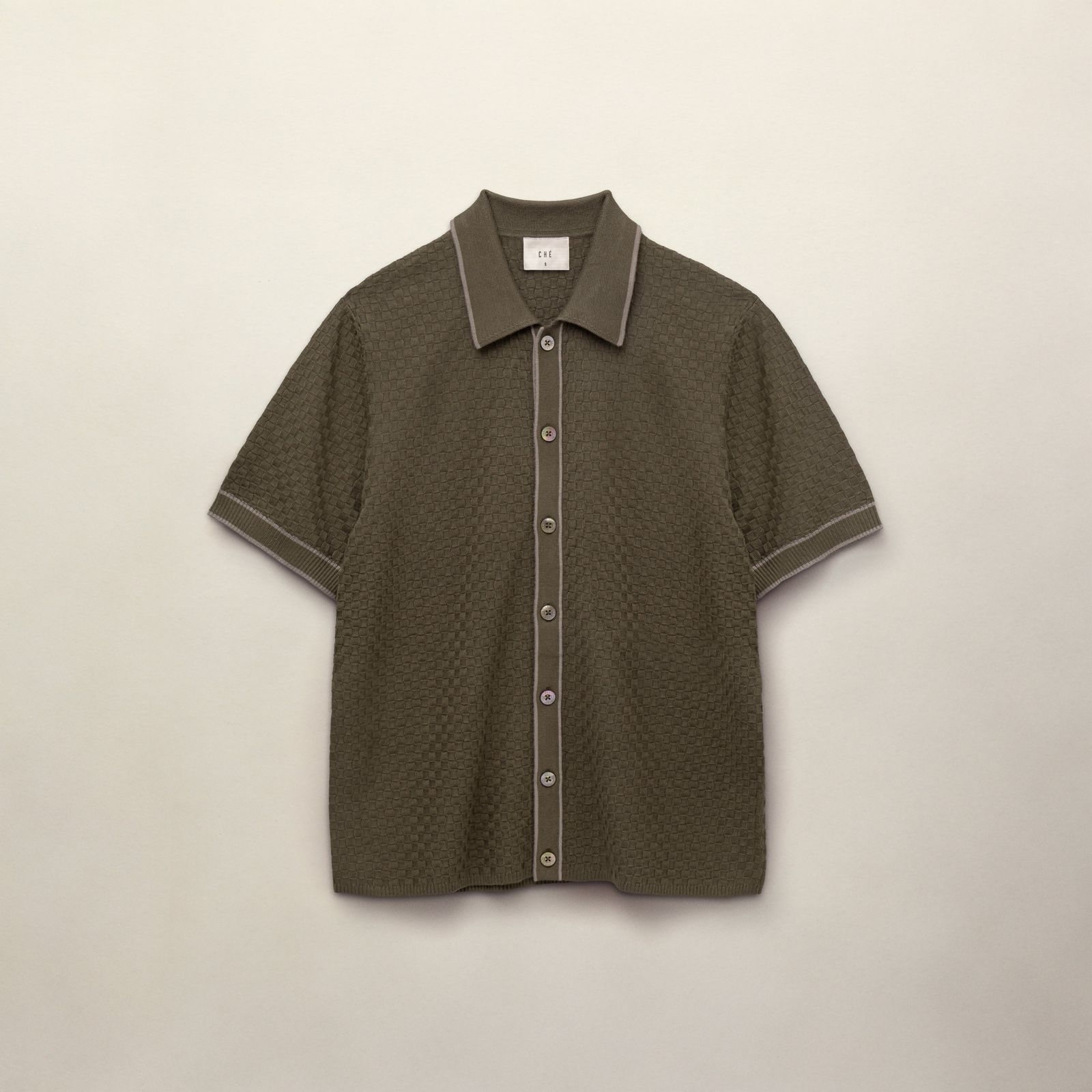 Checkerboard Knit Shirt - Pine Green