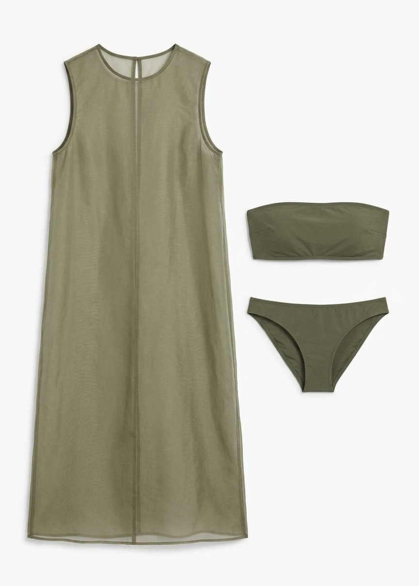 Corindi Sheer Organza Dress - Olive