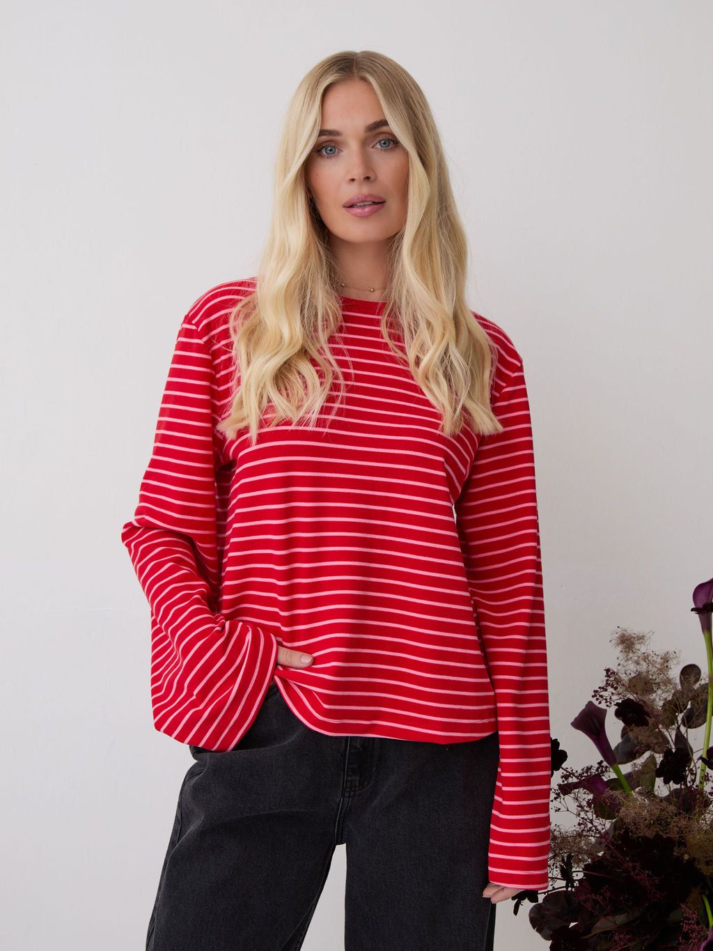 Celine Red & Pink Stripe Super Soft Top
