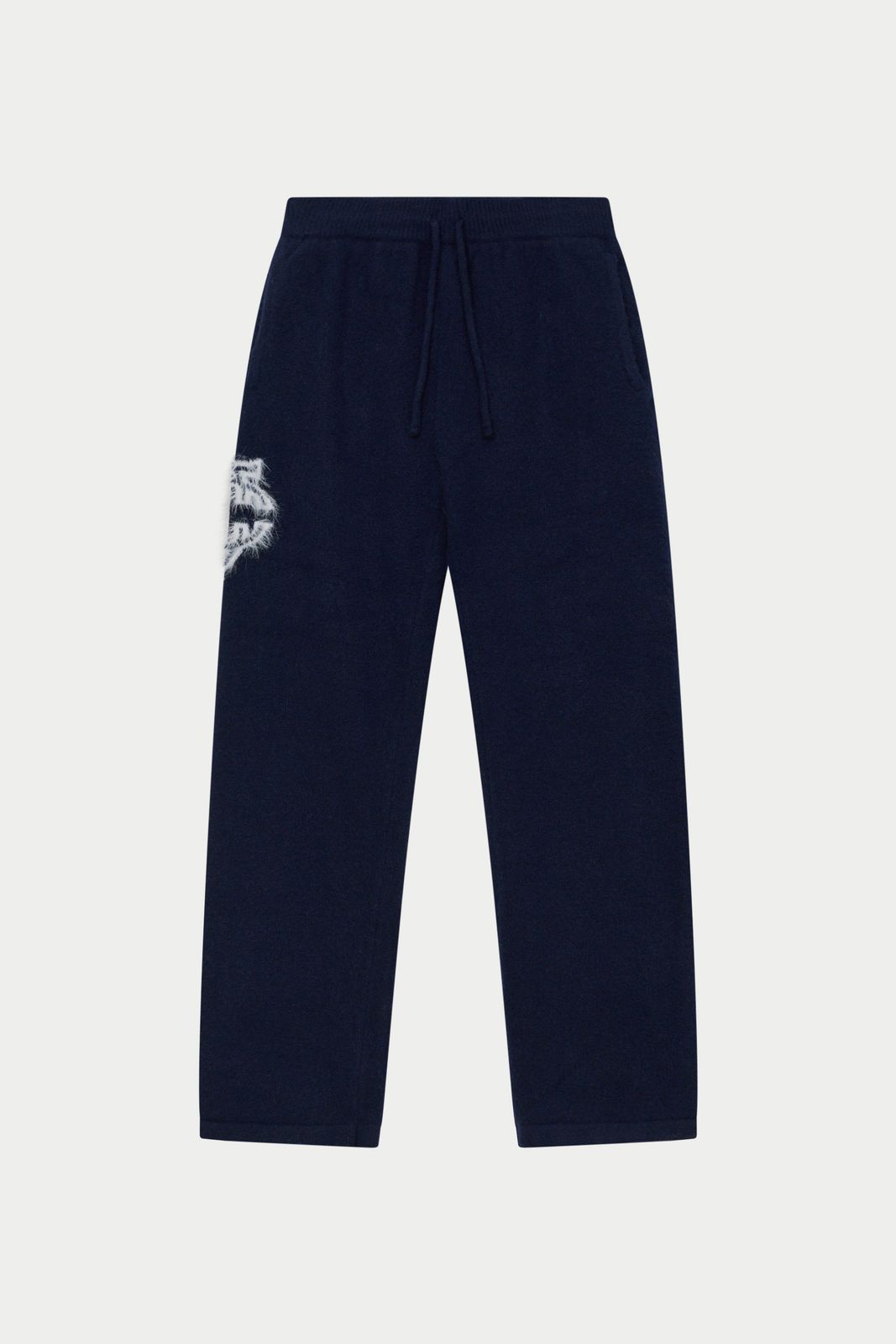 MONOGRAM FLUFFY KNIT JOGGERS - NAVY