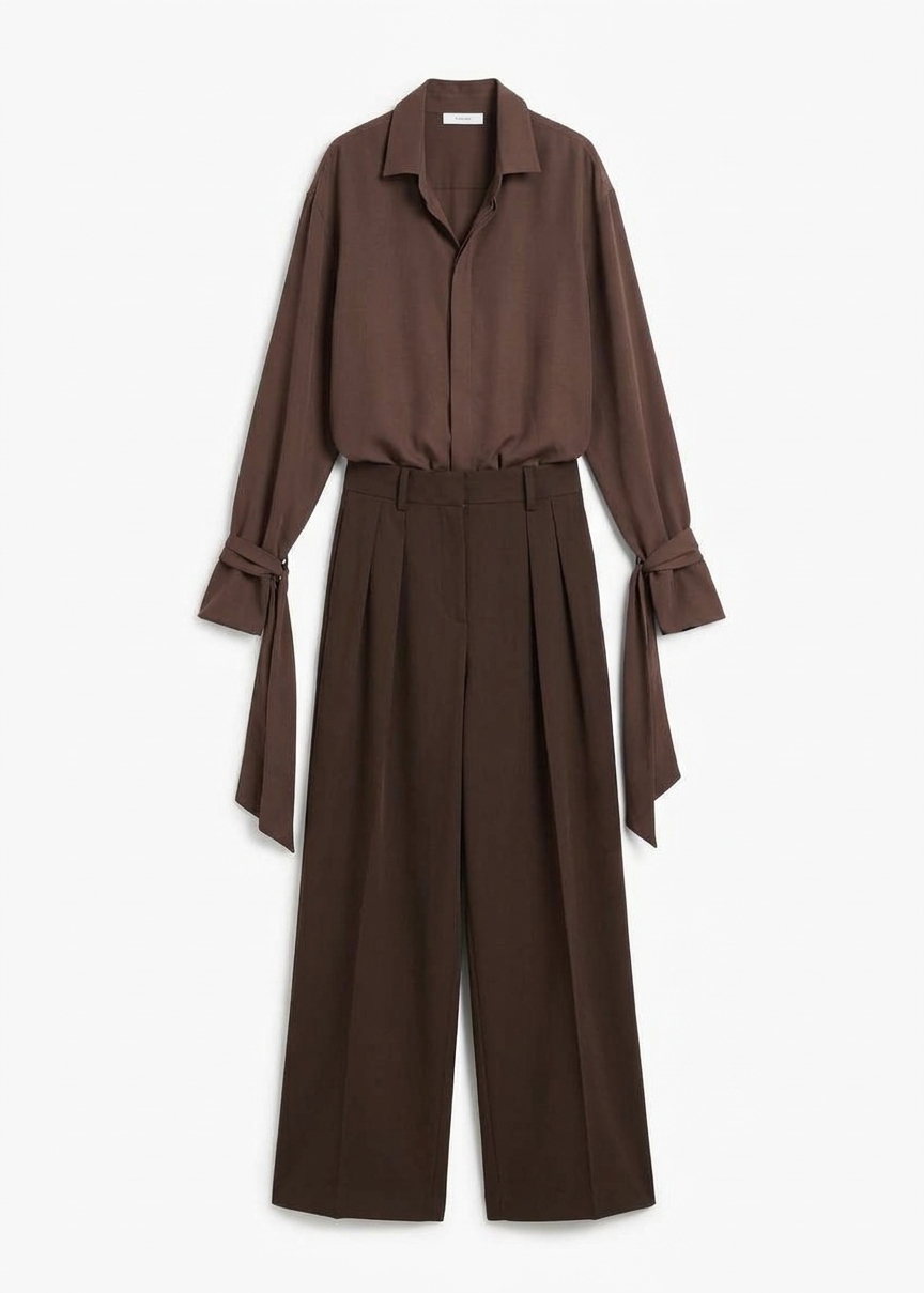 Tansy Pleated Trousers - Chocolate
