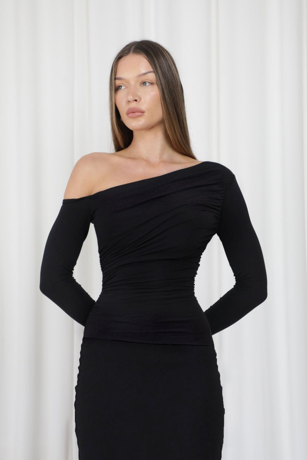 Selene Ruched One Shoulder Top