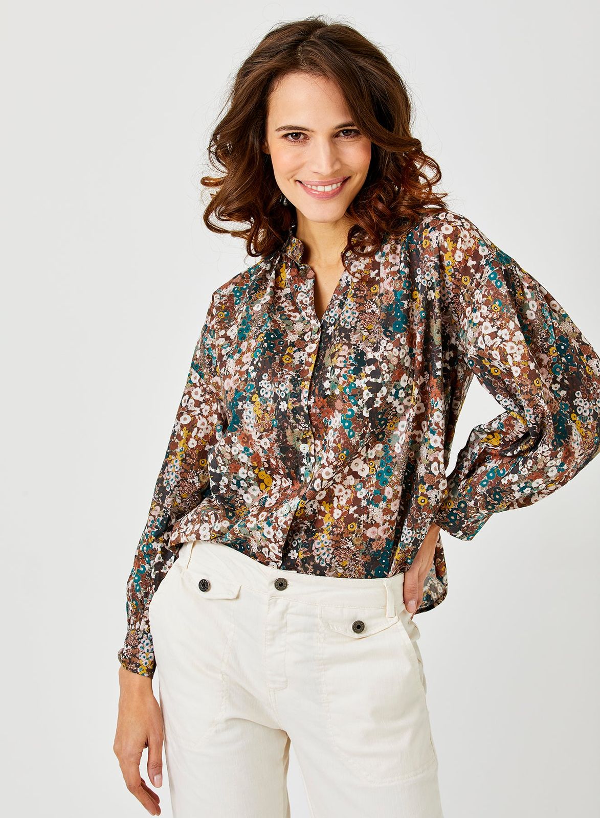 Christian Print Peasant Blouse