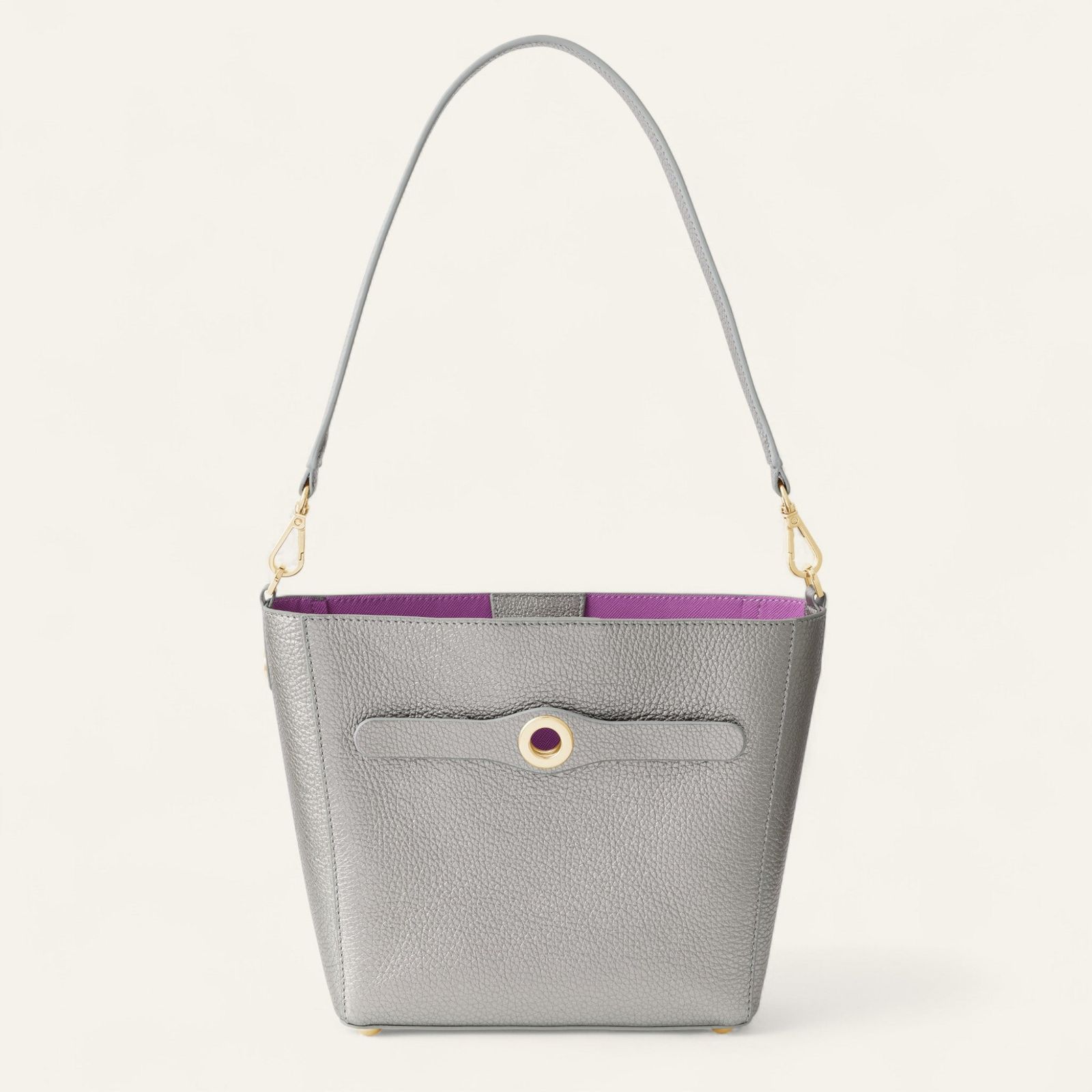 Mini S | Metallic Titanium with Gold hardware