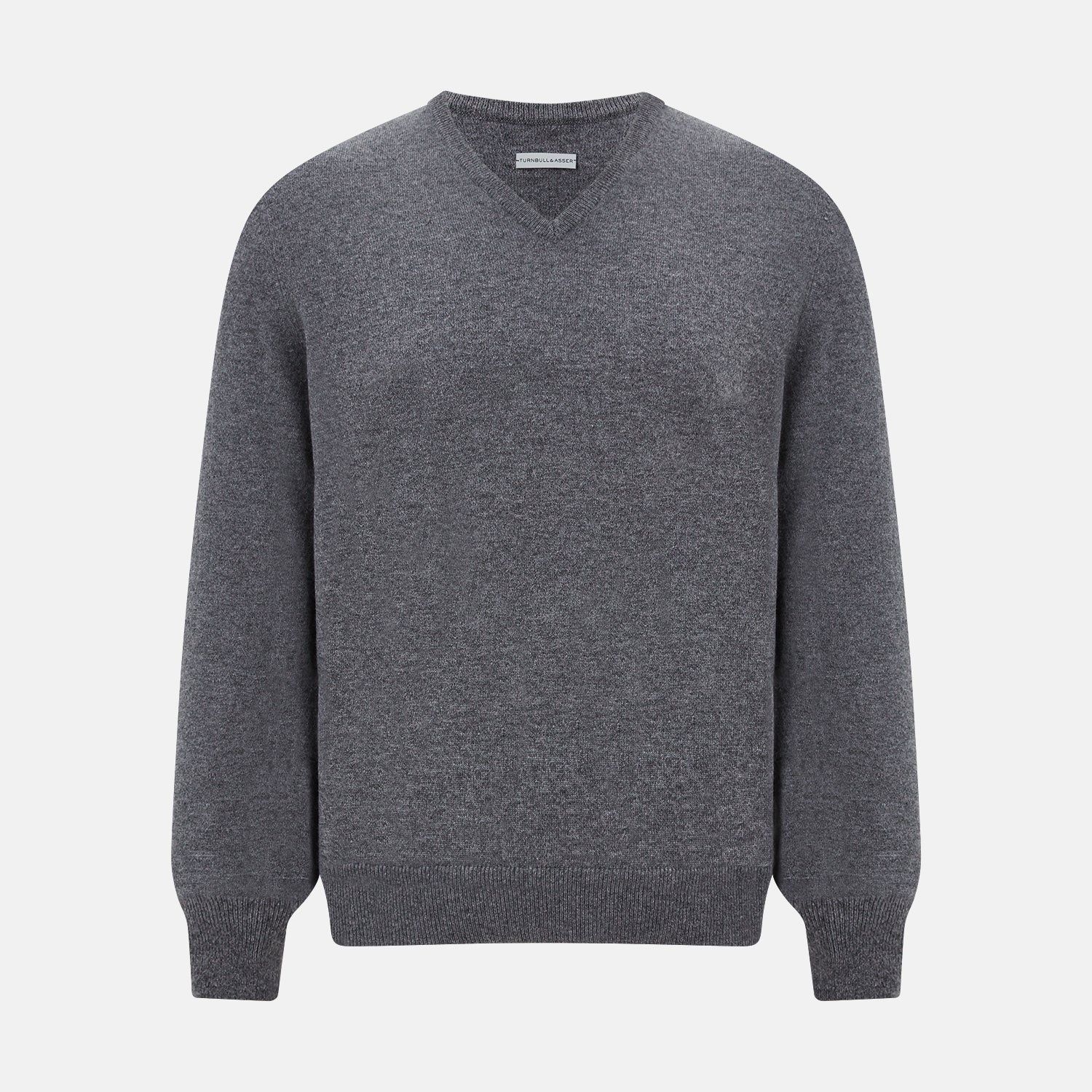 Storm Grey Cashmere V-neck Jumper