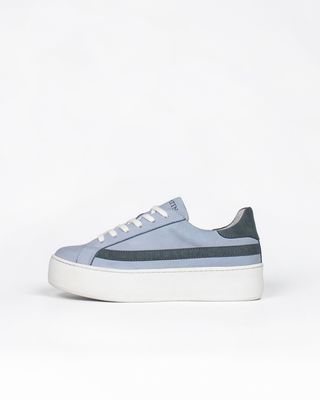 Gaia Platform Trainers - Sky Blue & Denim Blue Nubuck Leather