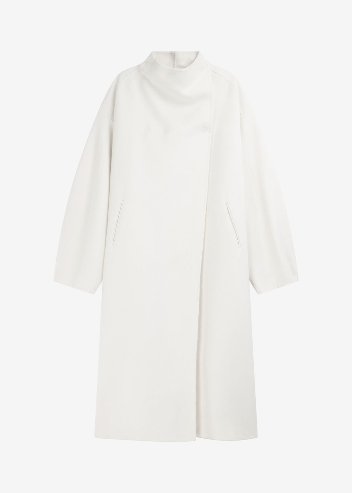 Leroy Funnel Neck Wool Coat - White