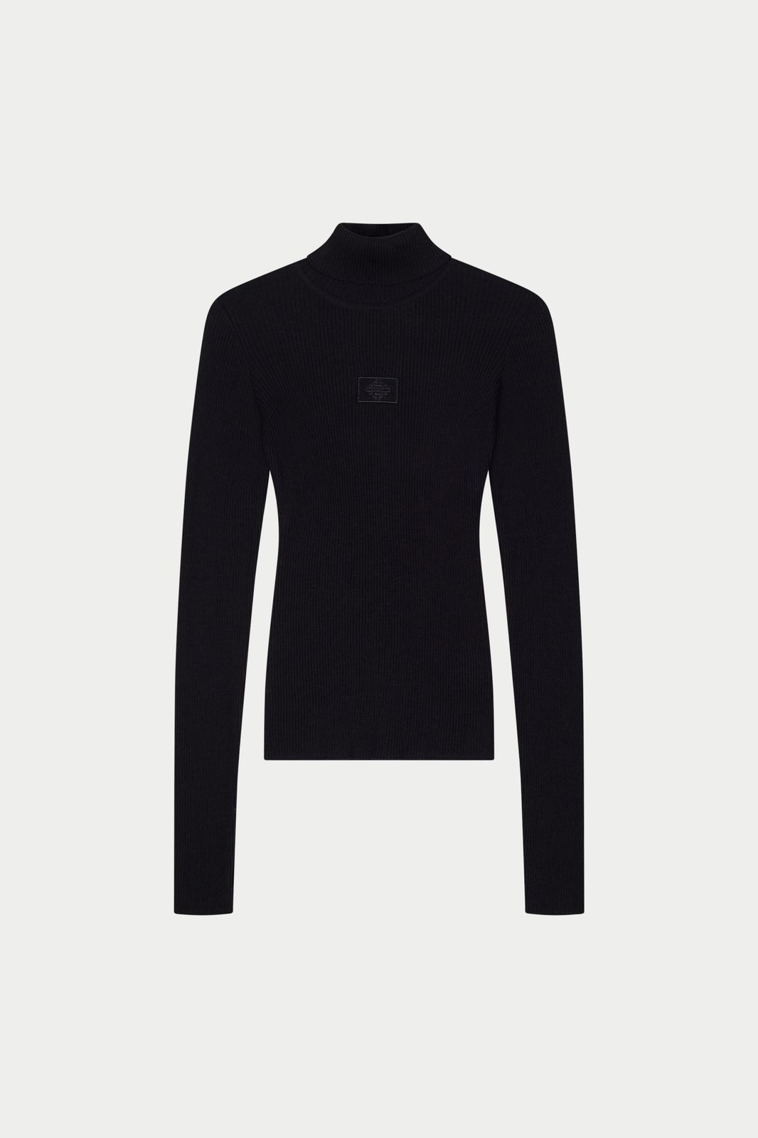 RIBBED ROLL NECK TOP - BLACK