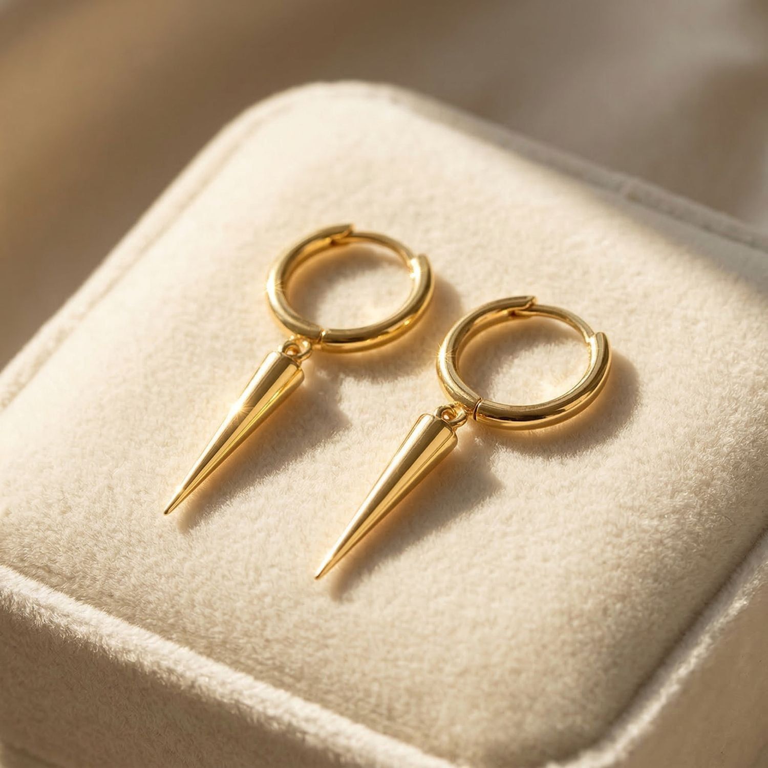 Dainty Spike Huggie Small Hoop Gold Plated Earrings