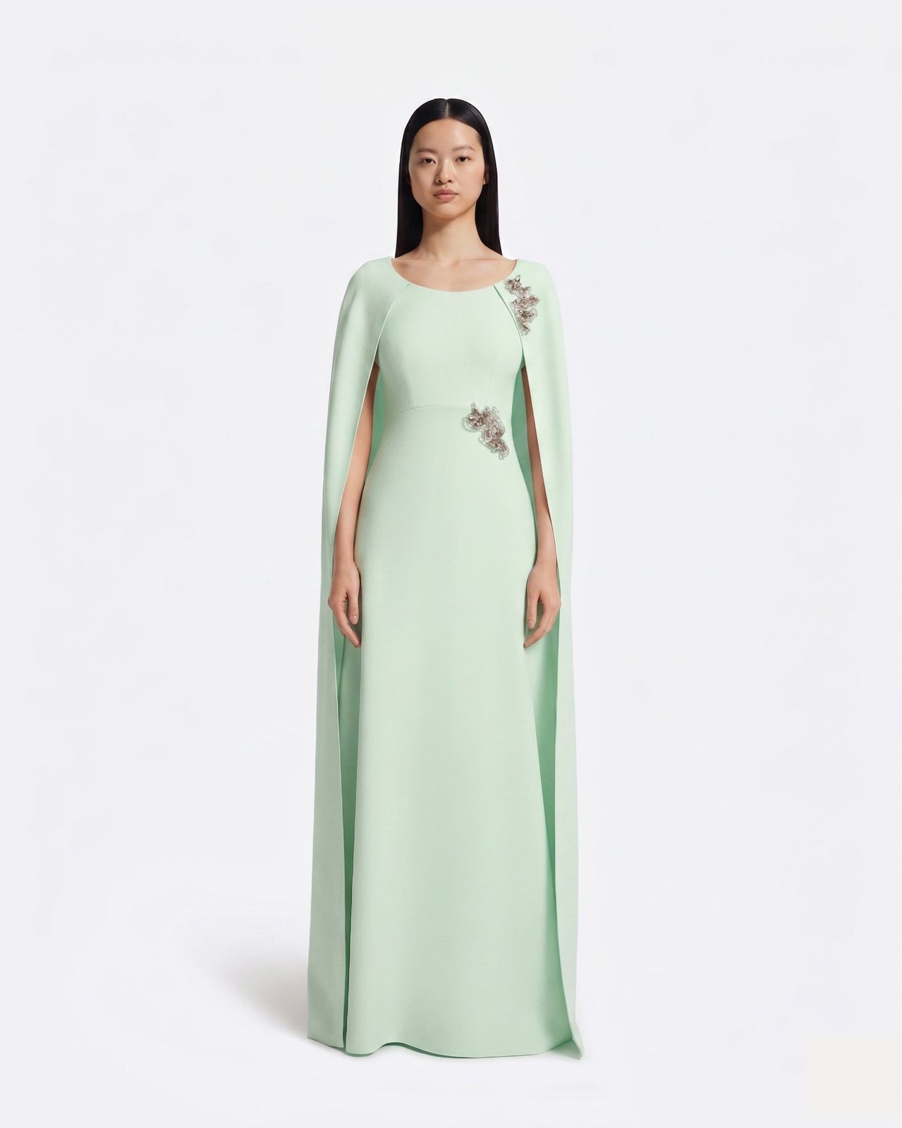 Yuna Long Dress in Sea Glass with Silver