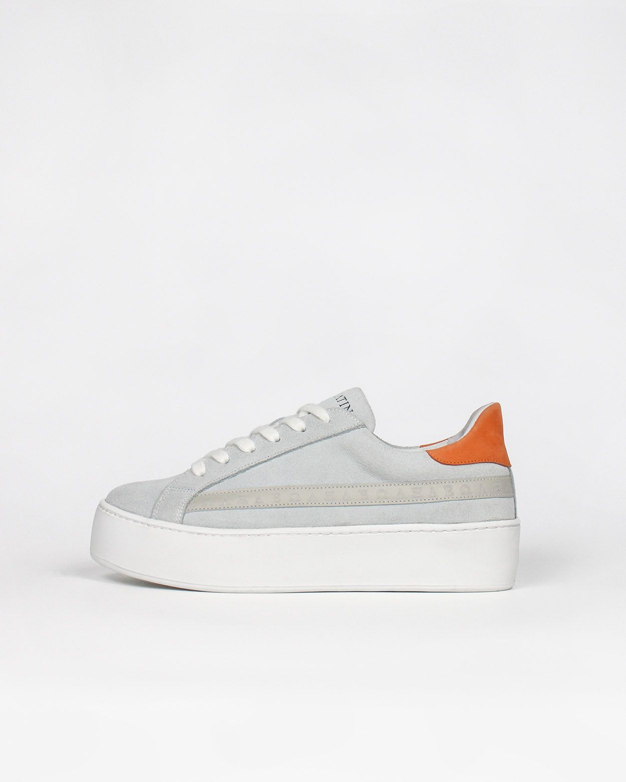 Gaia Platform Trainers - Grey Suede & Orange Nubuck Leather