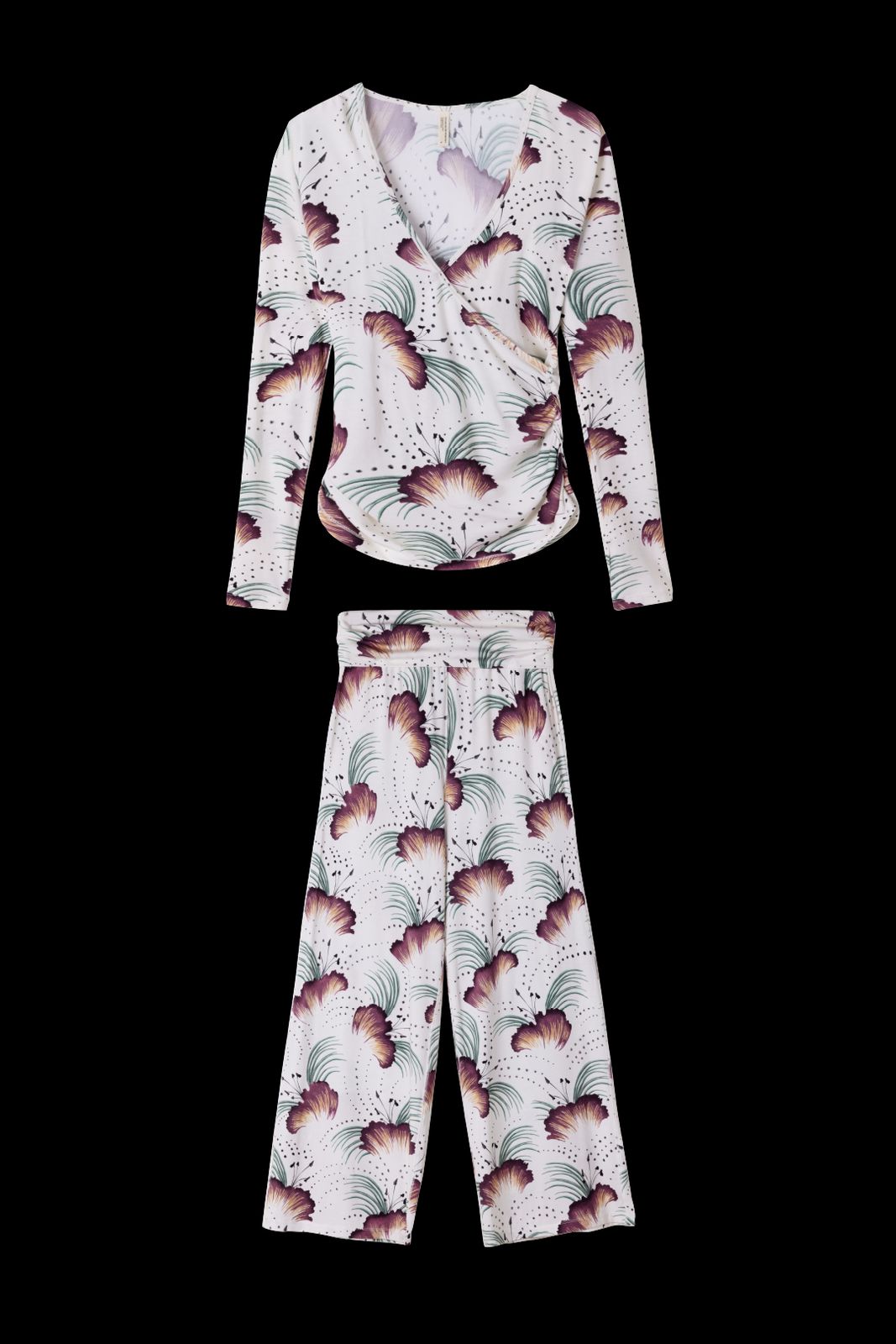 Lyocell Jersey Wrap Top & Fold Over Trousers Set Tigerlily Cream