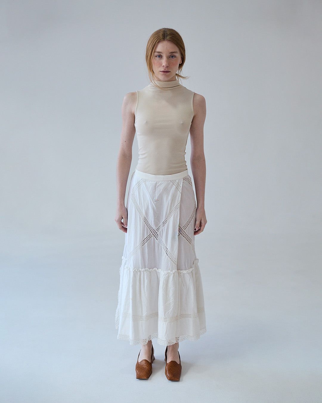D'Ars x L'Arca Tiré Long Batiste Skirt