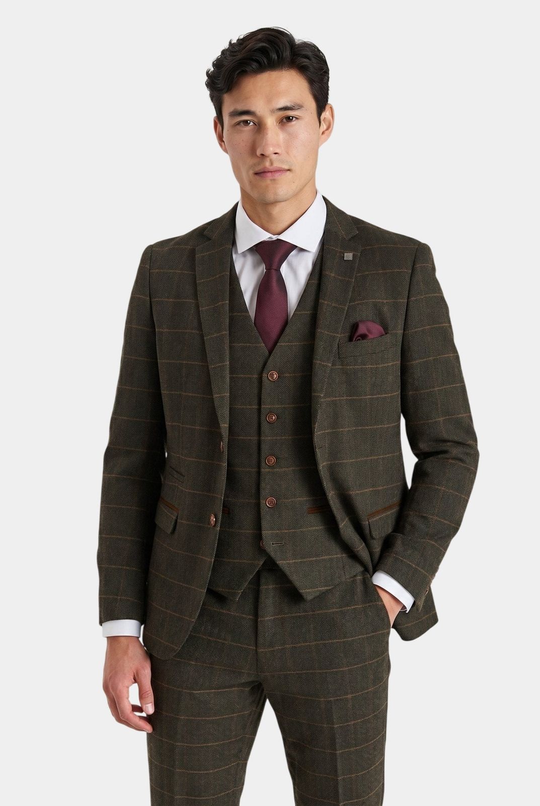 Harris Green Herringbone Tweed Check Three Piece Suit