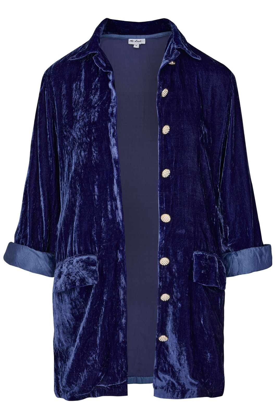 Bonnie Silk Velvet Shirt/jacket In Tanzinite