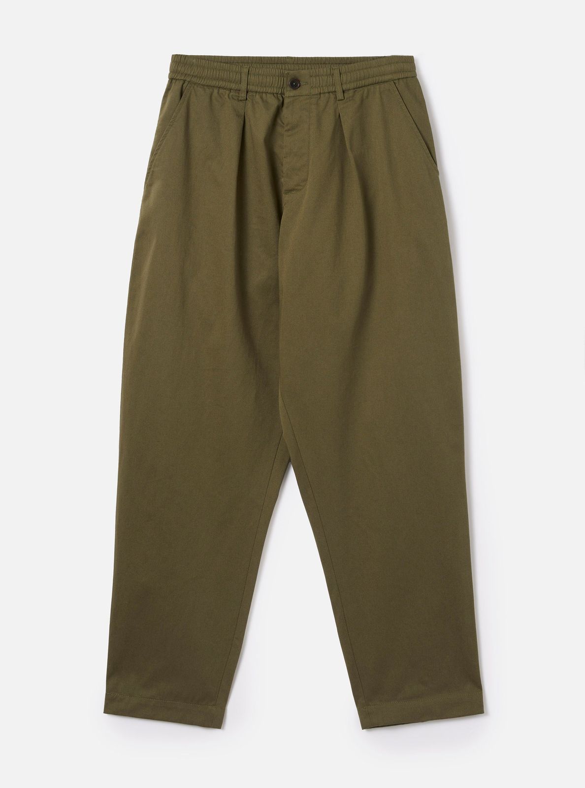 Light Olive Twill Pleated Track Pant