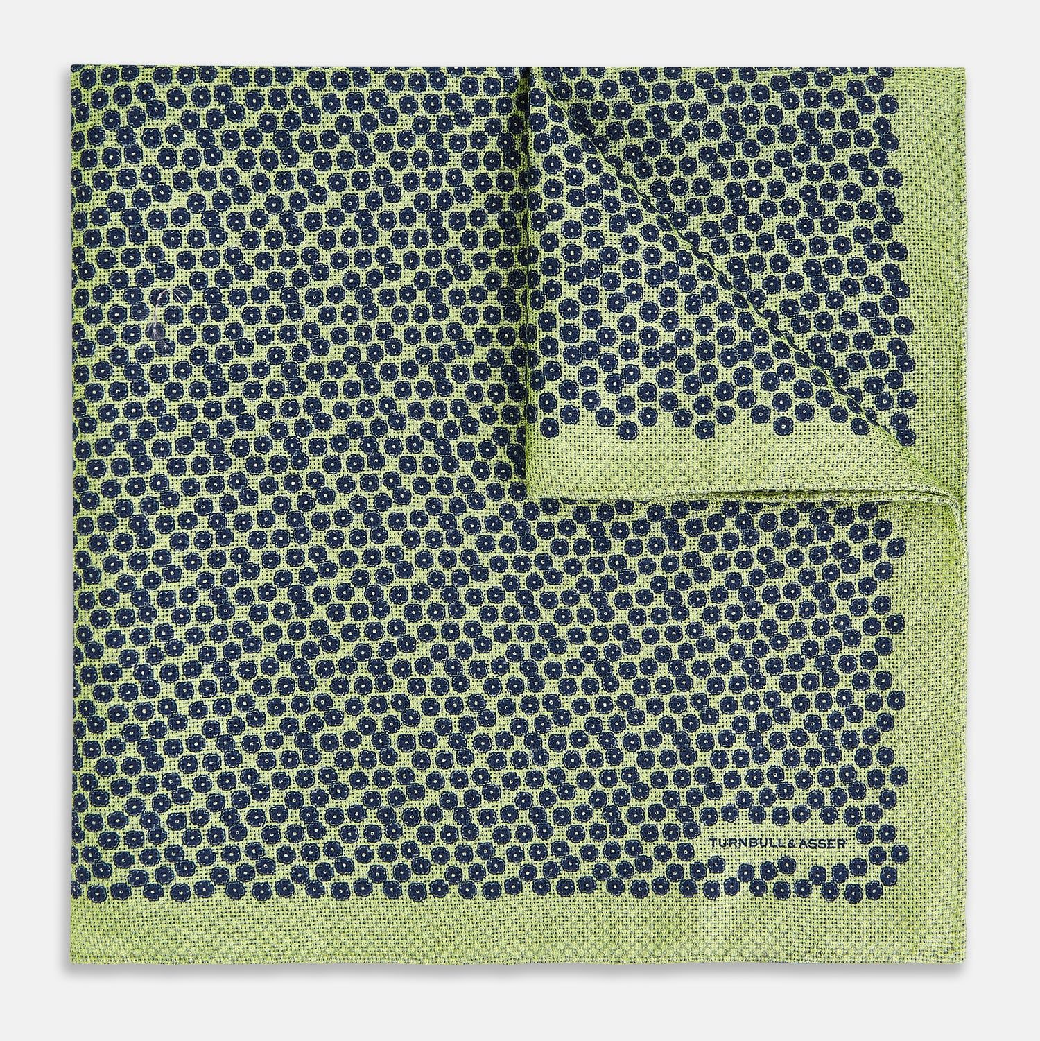 Floral Green Pocket Square in Silk