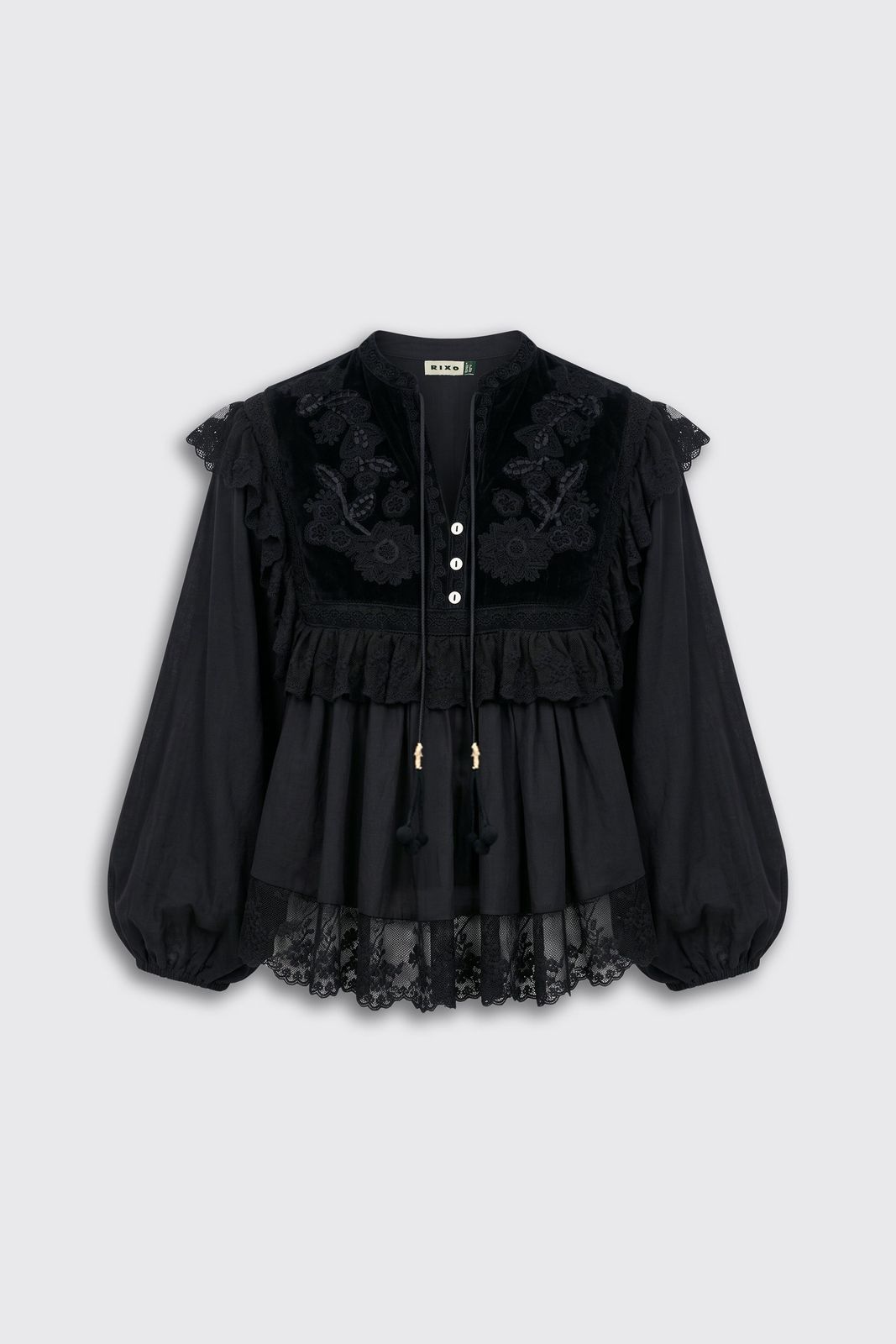 Diann -  Lilly Embroidery Black