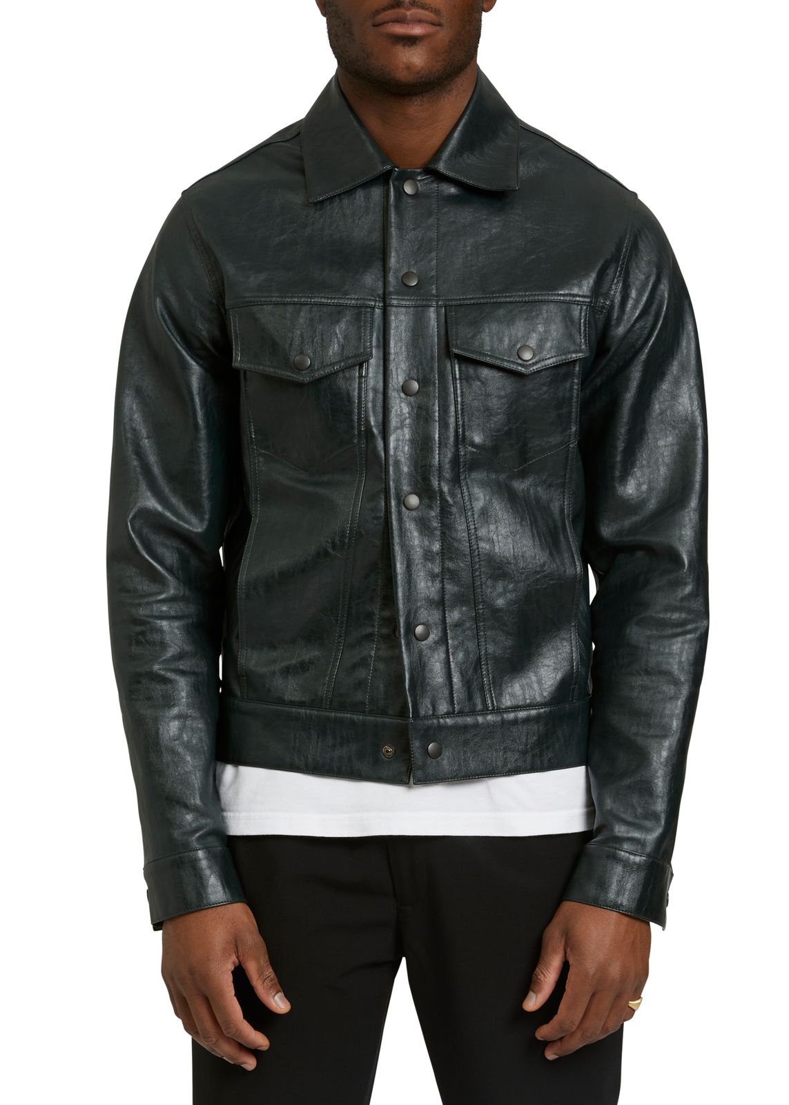 Forest Green Vegan Leather Jacket