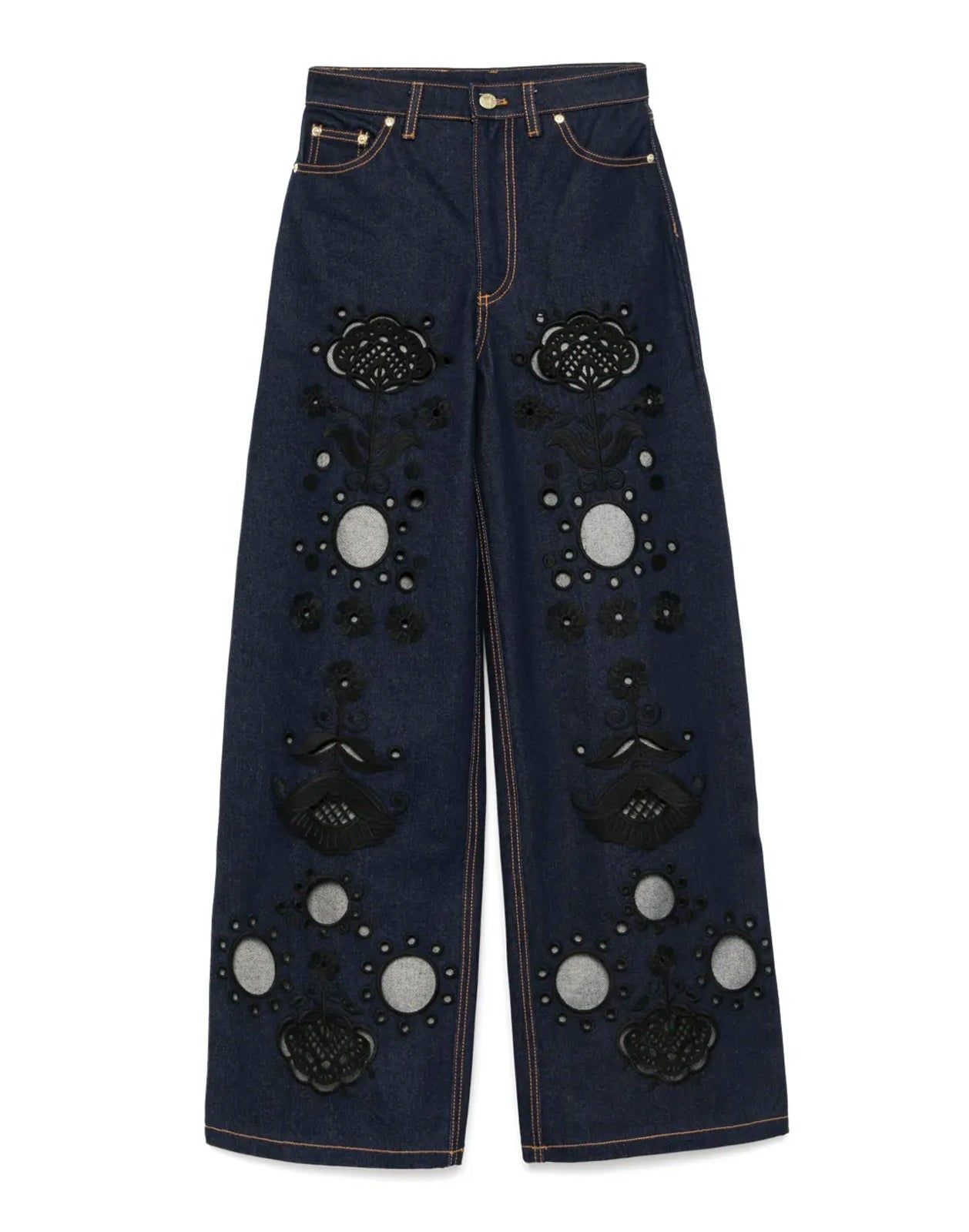 Embroidered Wide-leg Jean