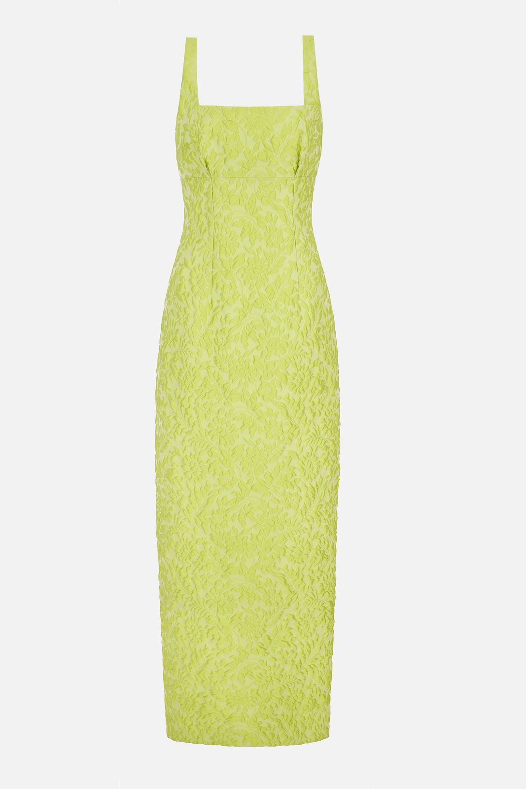 Micheline Dress in Lime Embossed Cloque