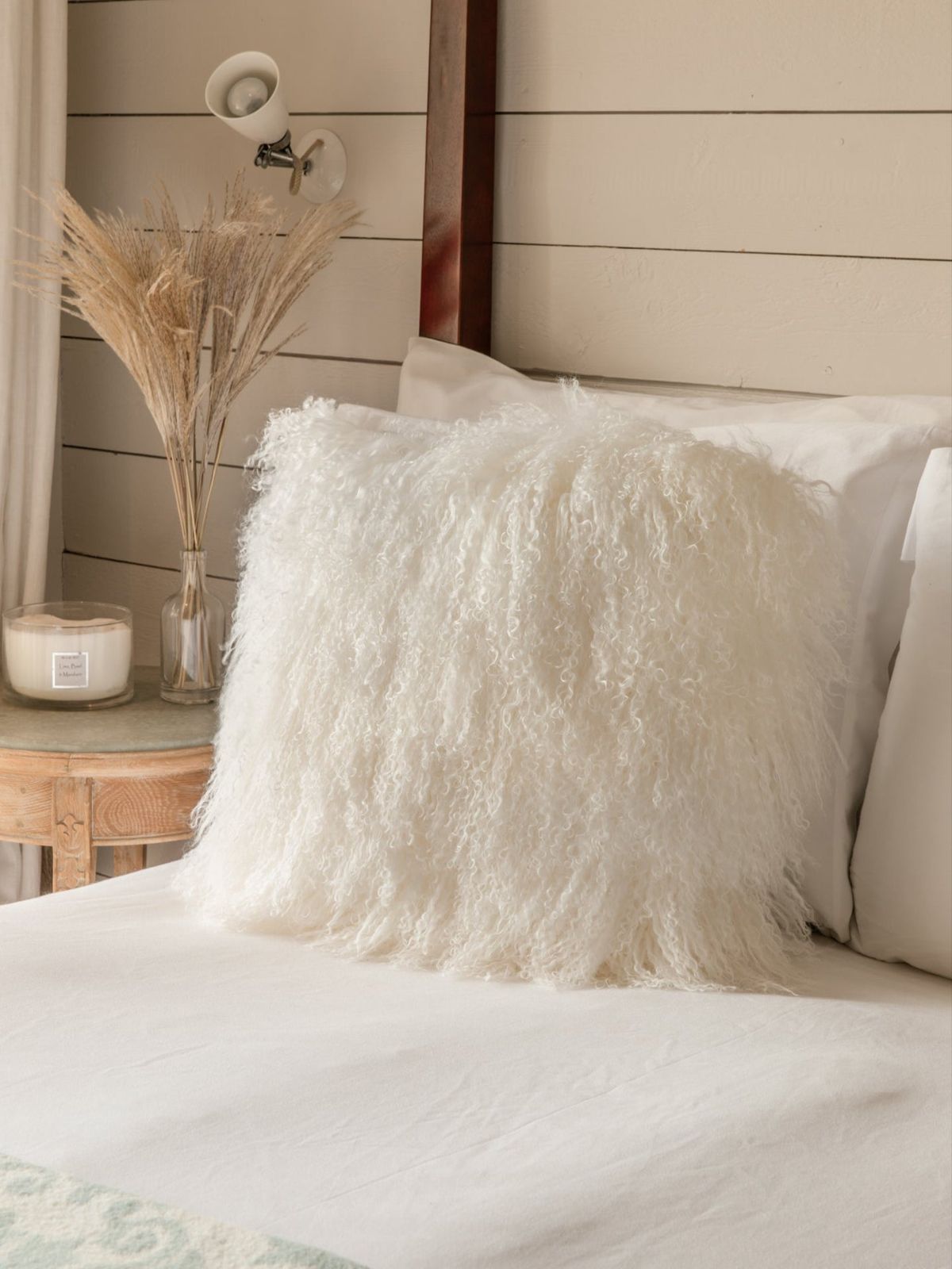 Tibetan Sheepskin Cushion - White