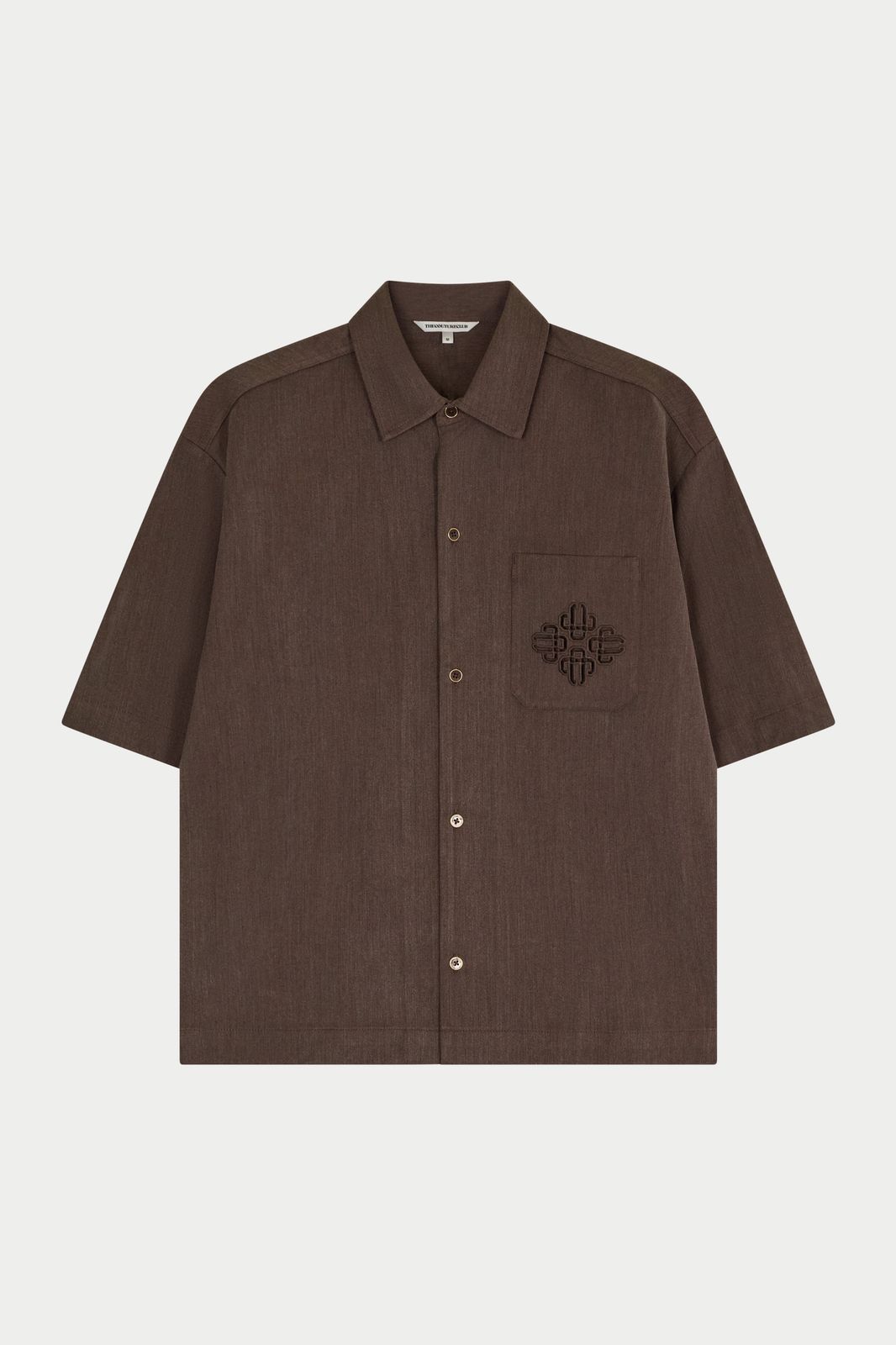 LASER CUT EMBLEM SHIRT - BROWN