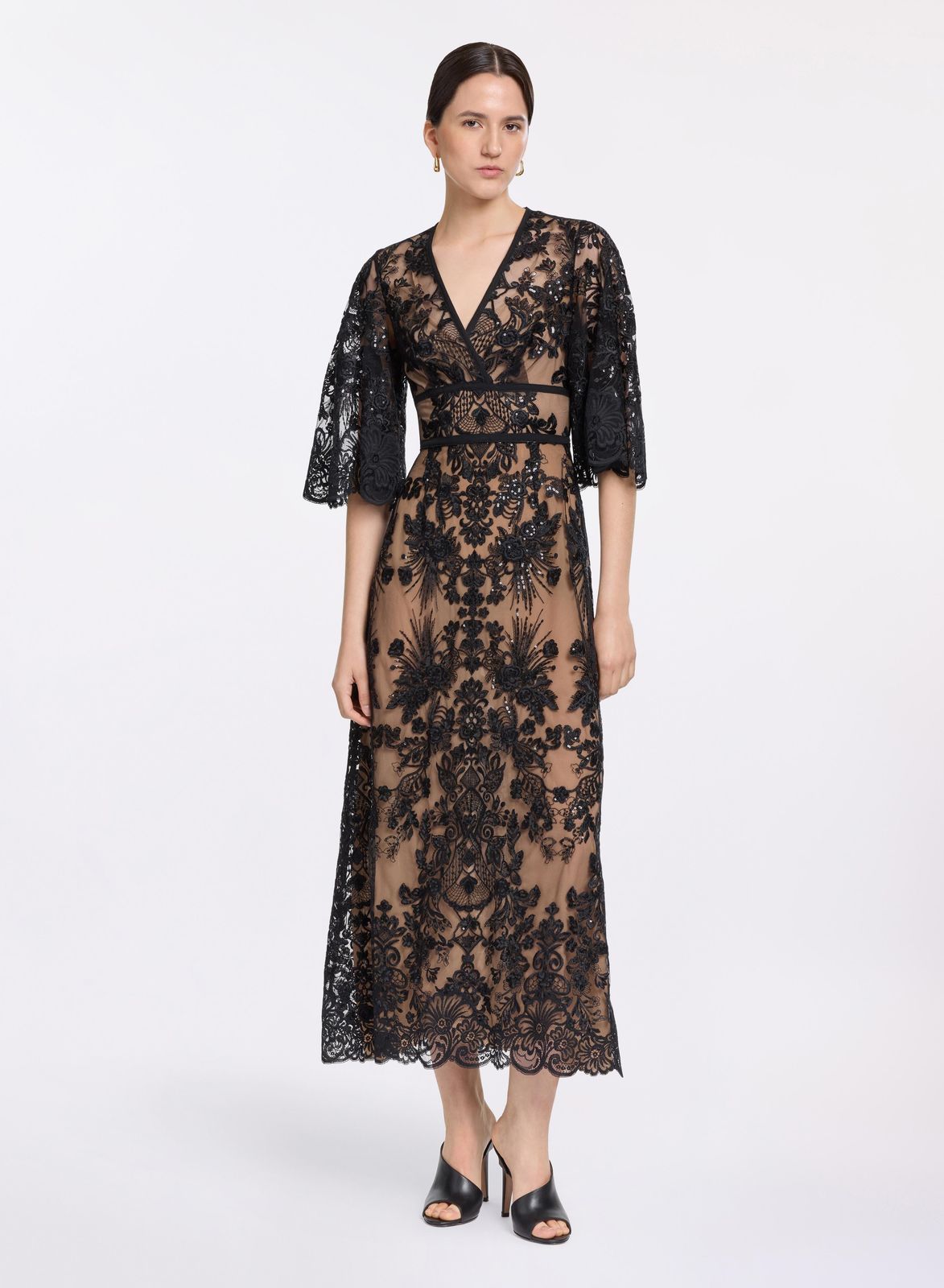 Sequin Embroidered Lace Dress