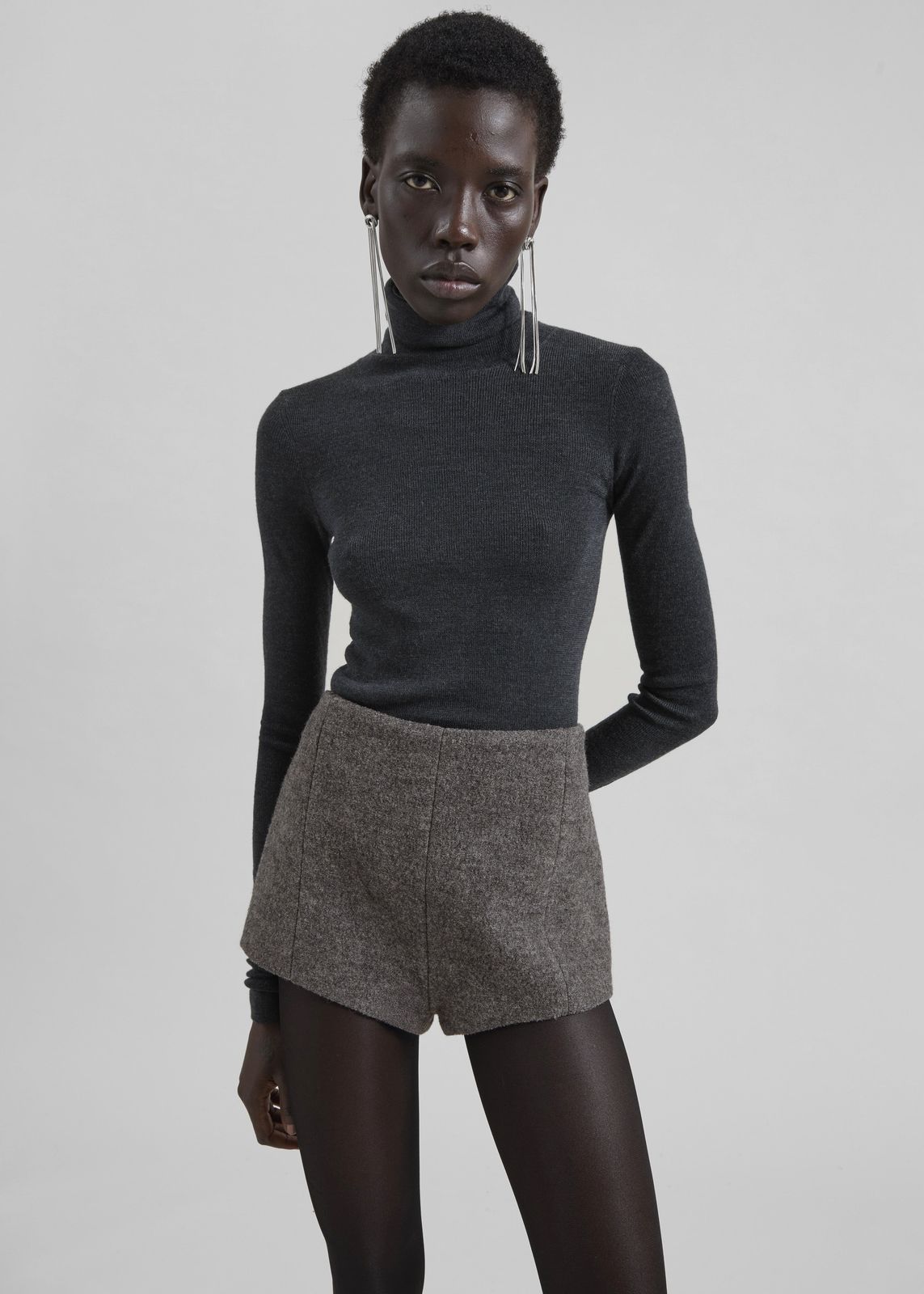 Utica Thin Turtleneck Sweater - Dark Grey Melange
