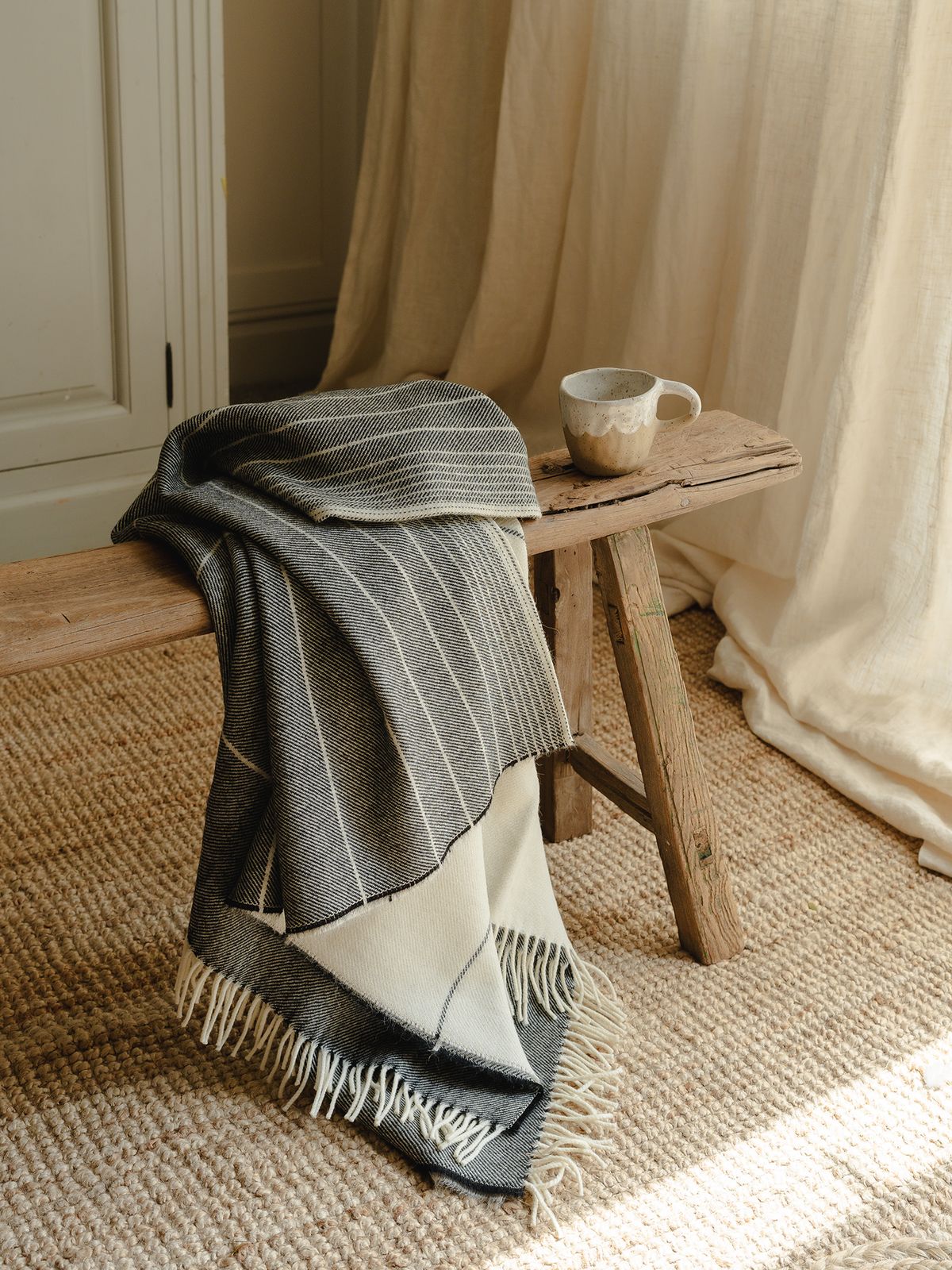 The Glencoe Alpaca Throw - Charcoal Ombre