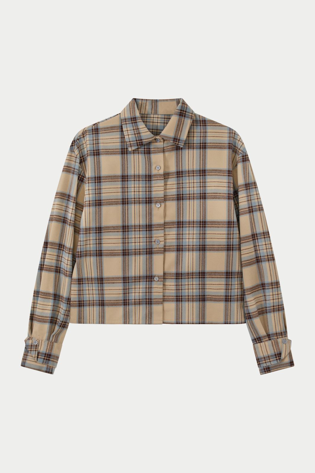 BRUSHED CHECK SHIRT - BEIGE