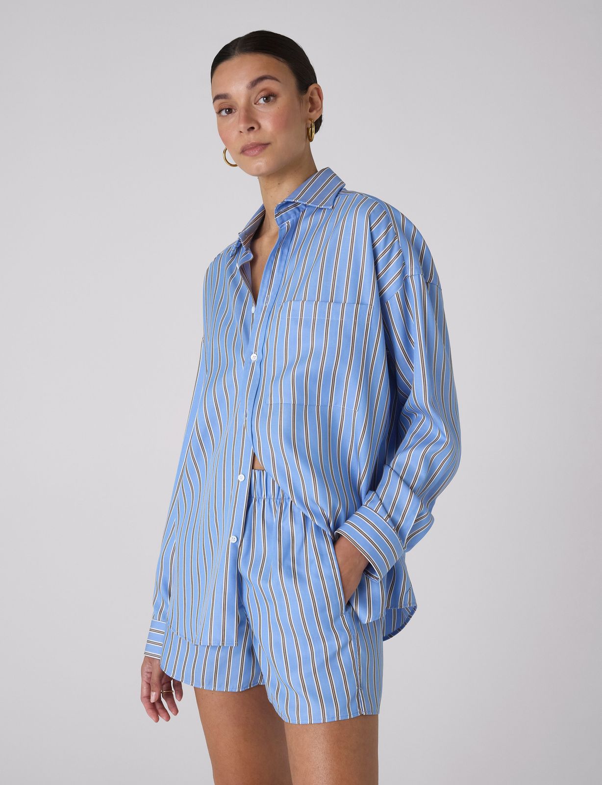 The Boxer: TENCEL™ Lyocell, Cornflower and Mocha Stripe