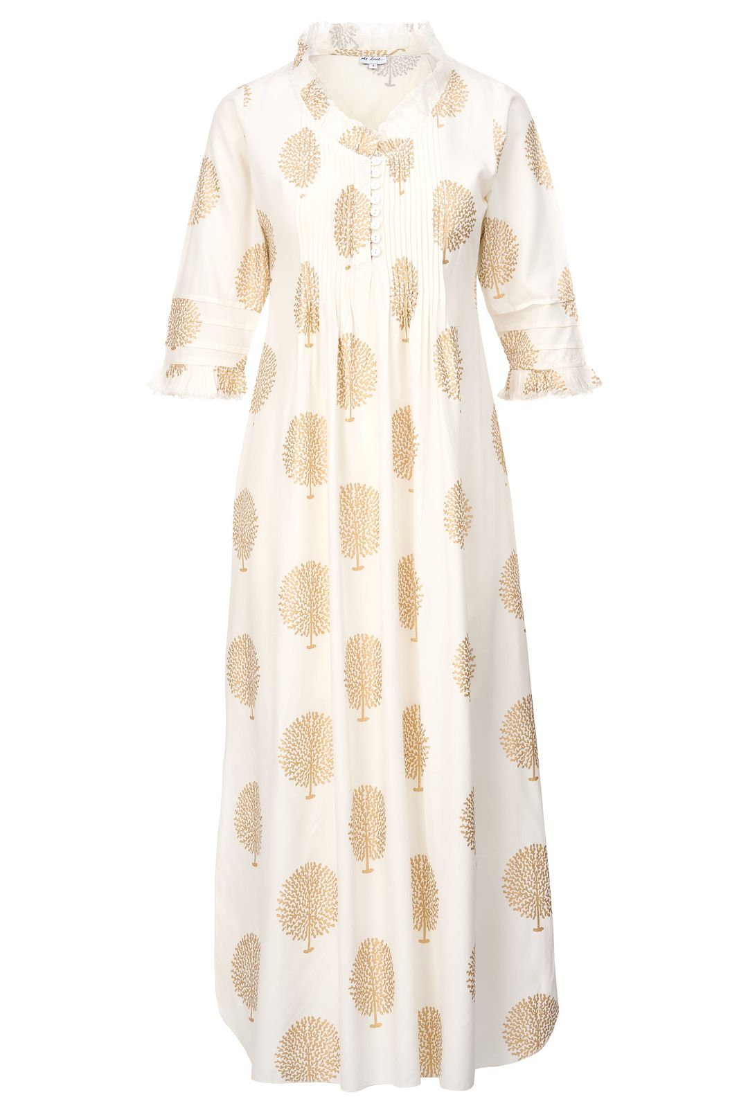 Cotton Annabel Maxi Dress In White & Gold