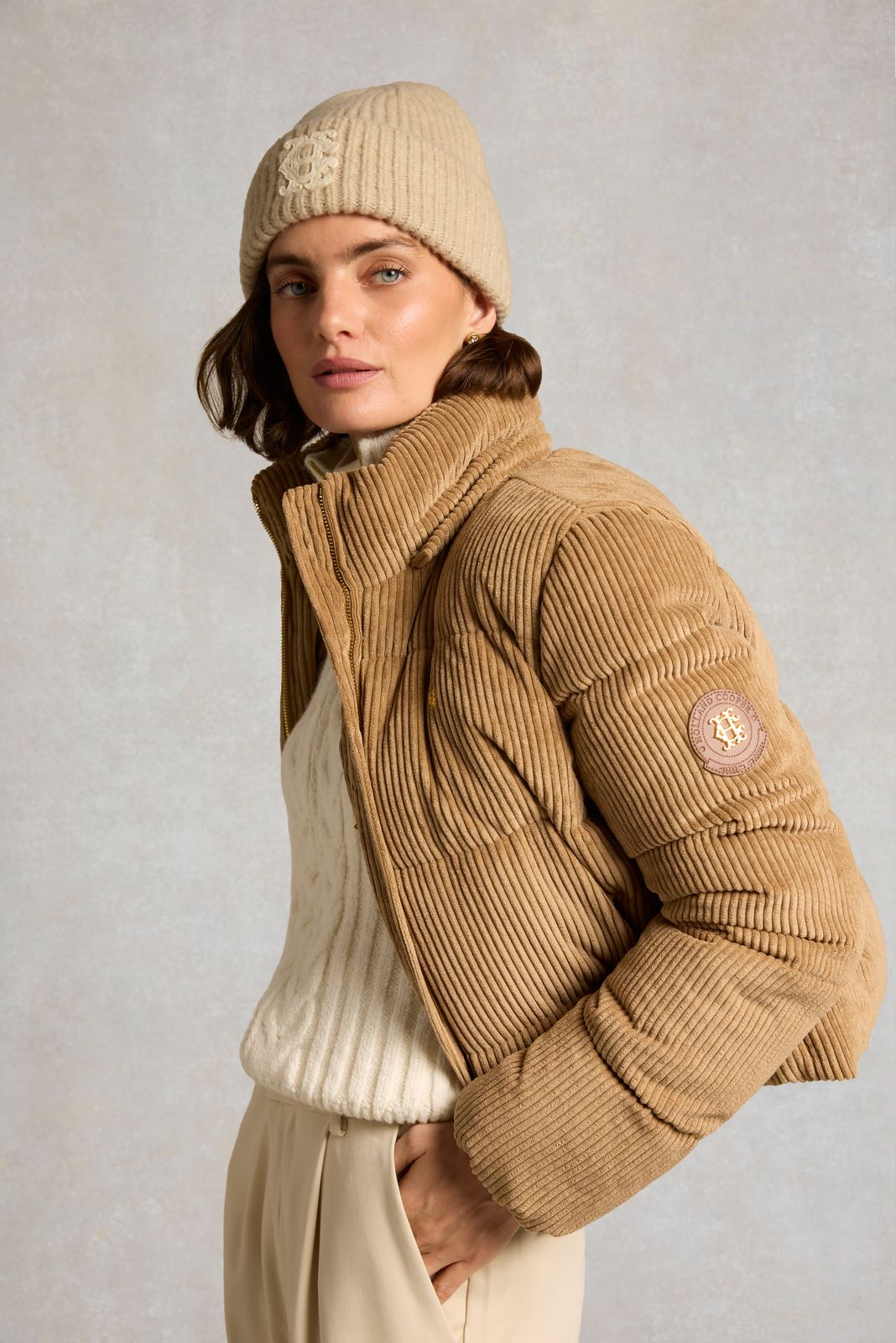 Carrington Cropped Padded Jacket (Caramel Cord)
