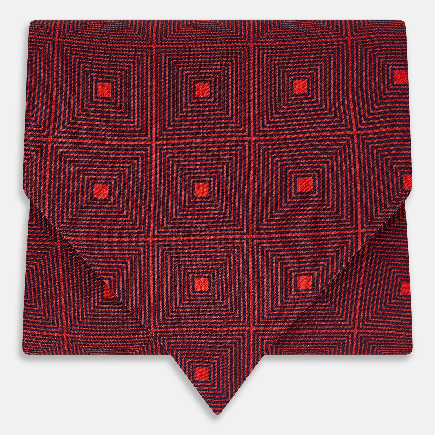 Tulip Red Concentric Diamond Printed Silk Cravat