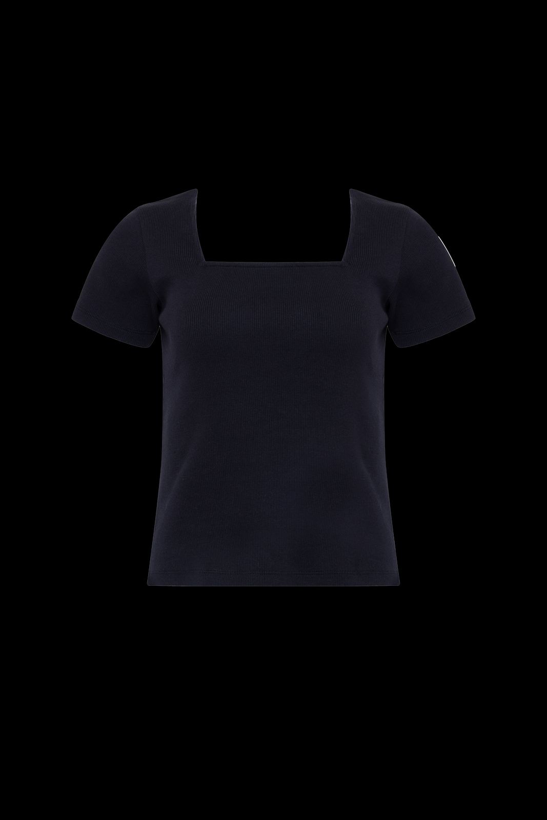 The Kōr Ribbed Knit Organic Cotton Short Sleeve Top in Black