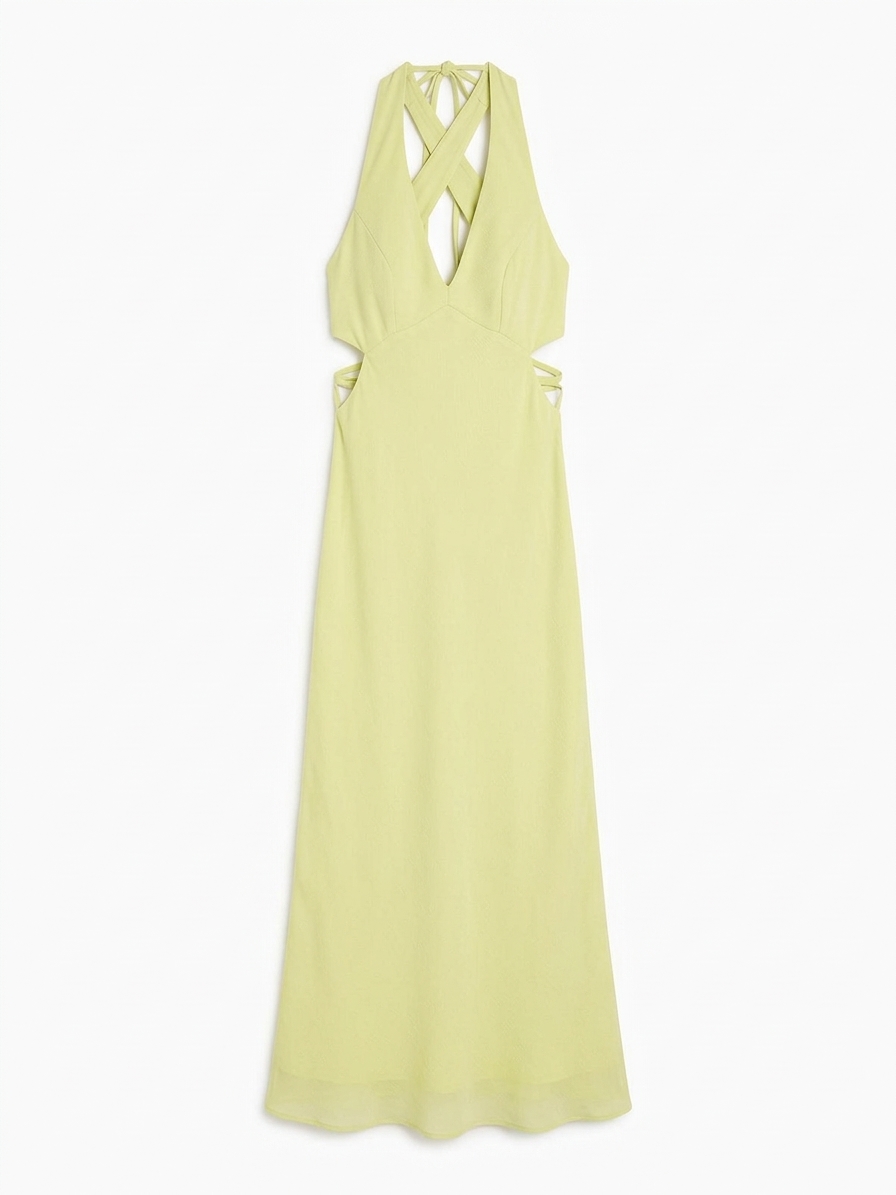 Nova Tie Back Dress In Lime