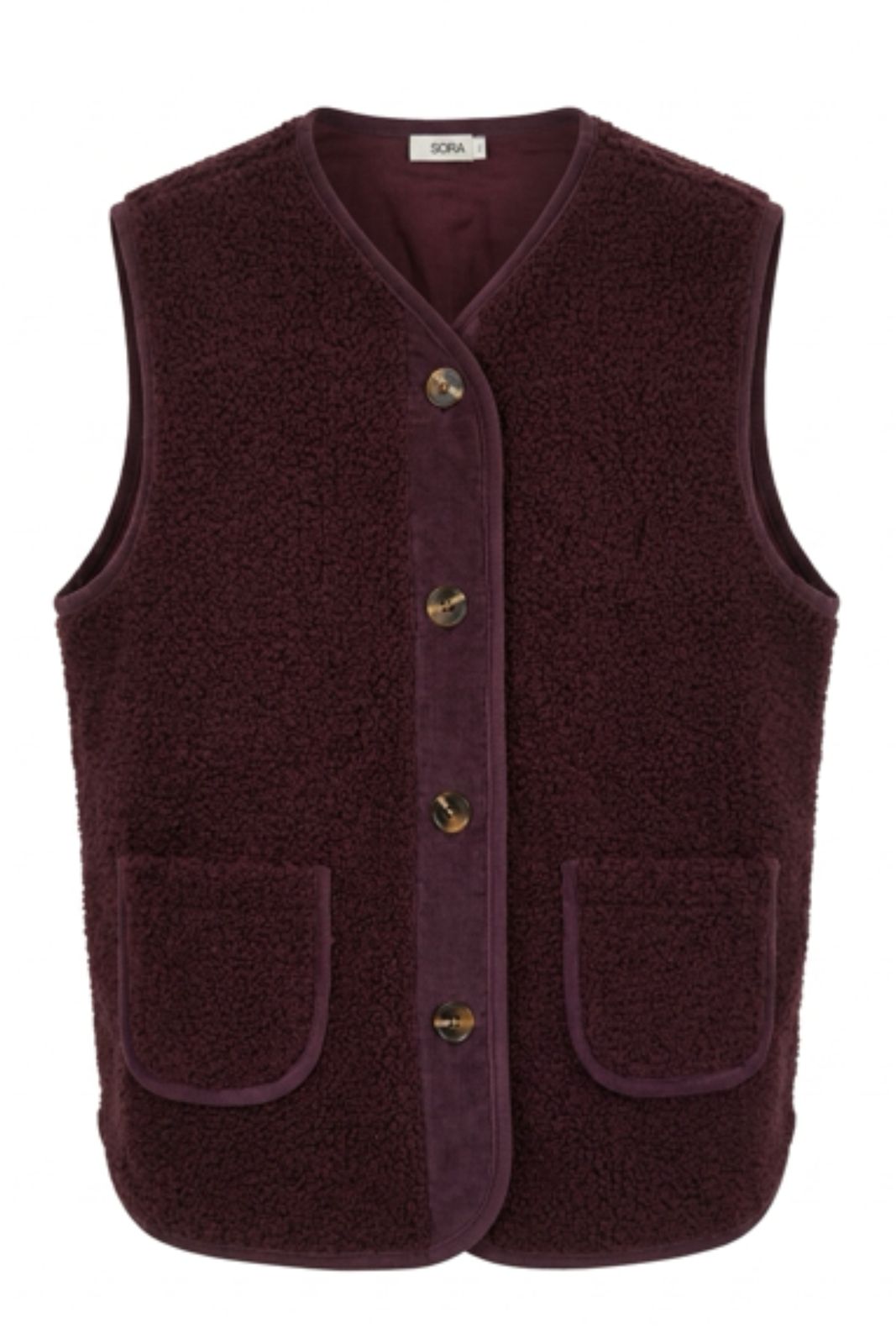 Fleece Gilet In Damson