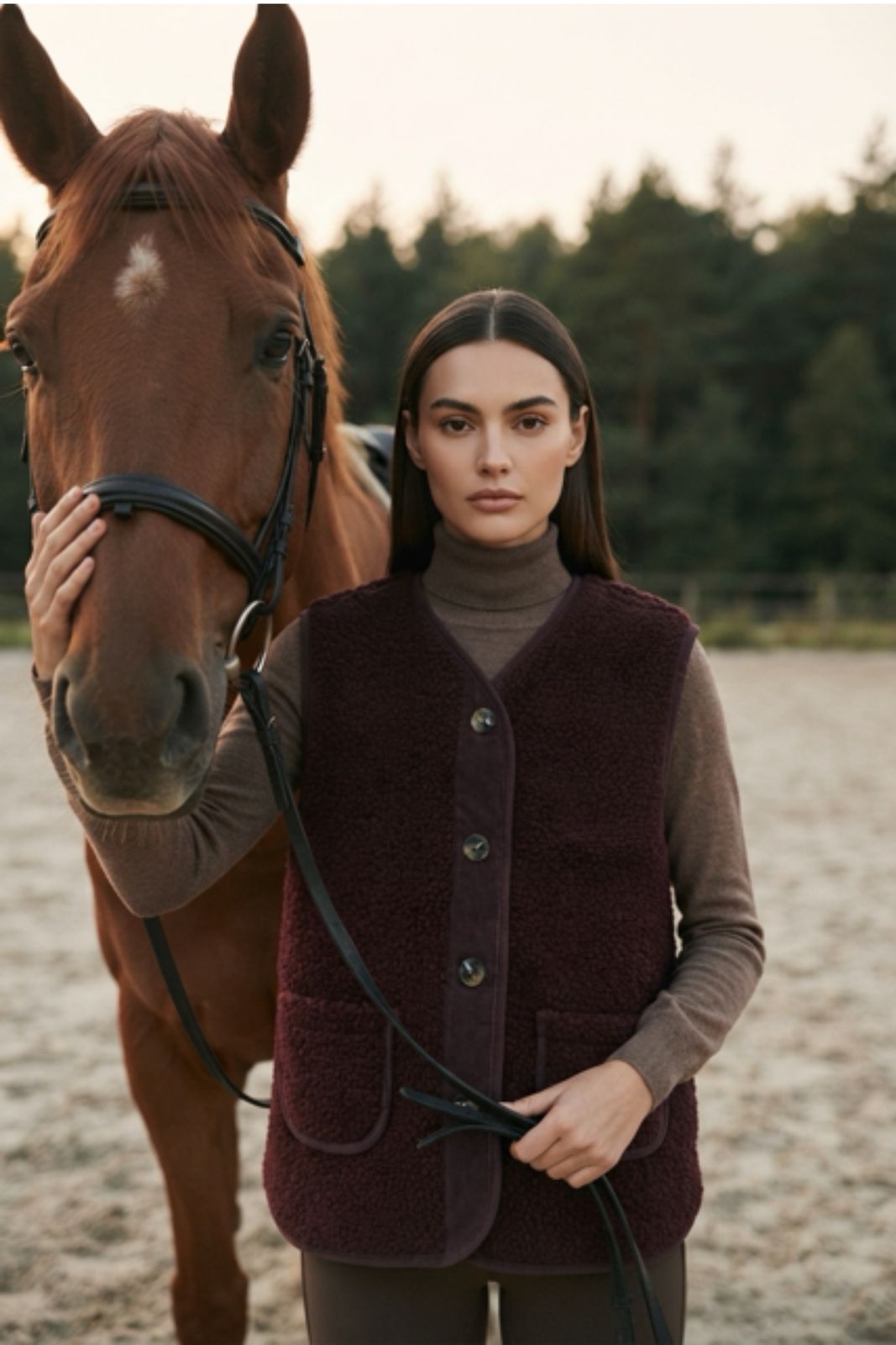 Fleece Gilet In Damson