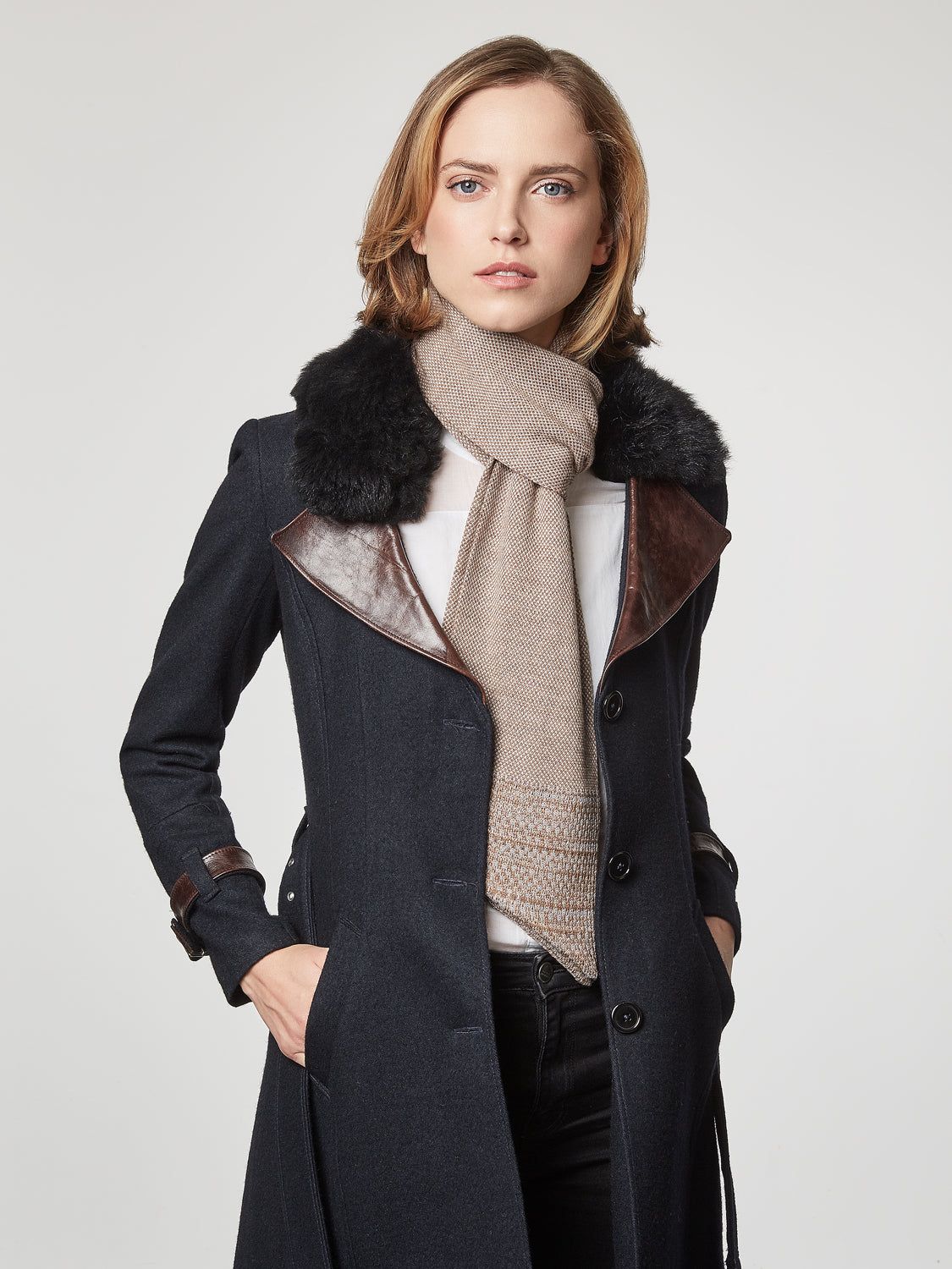 Caramel Merino Slant Scarf
