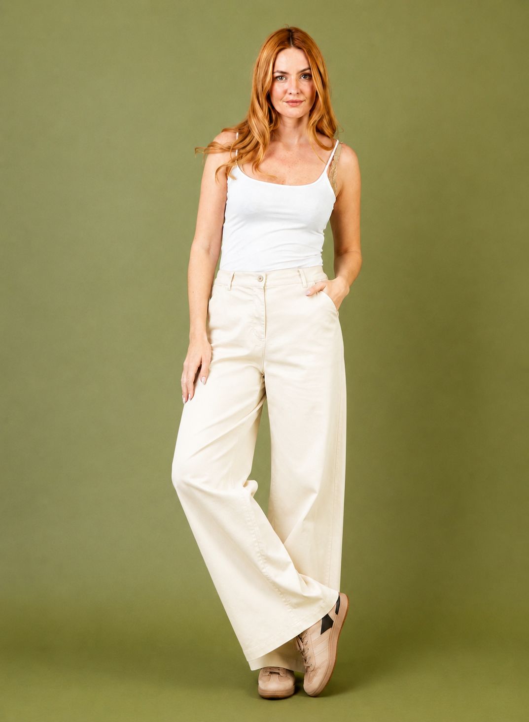 Bronte Stretch Brushed Cotton Straight Leg Pant