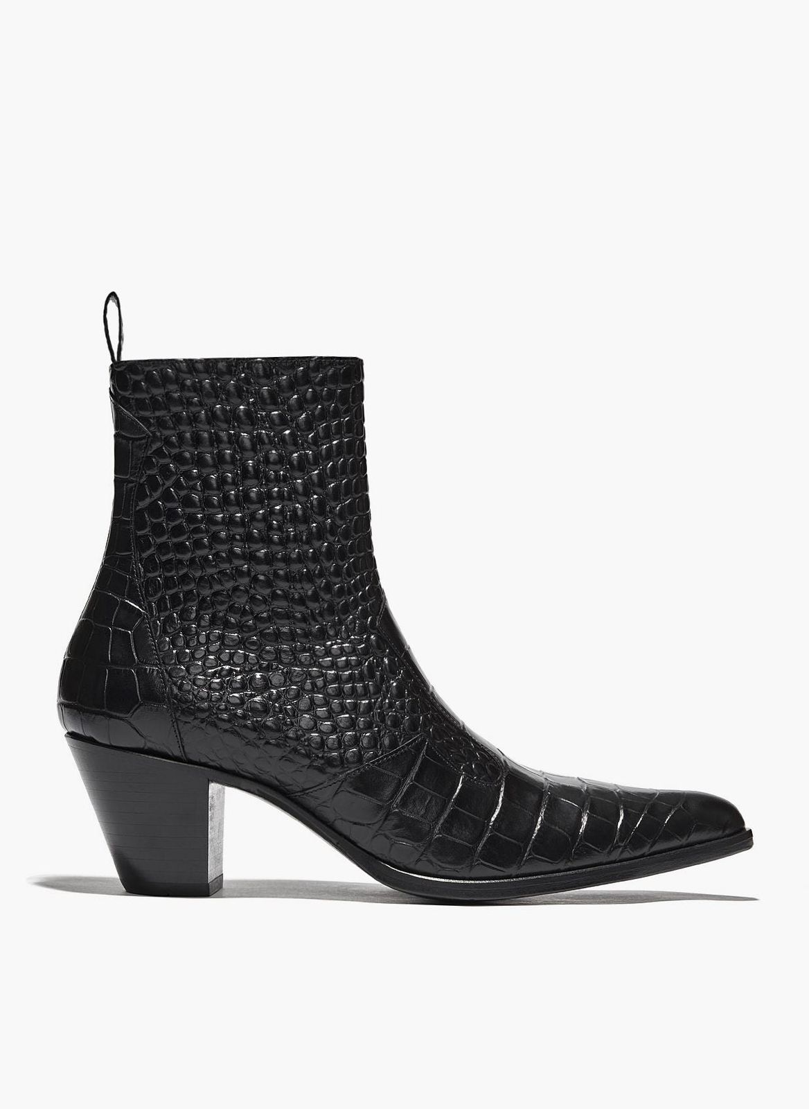 Angie Black Croc Effect 60MM Leather Boot
