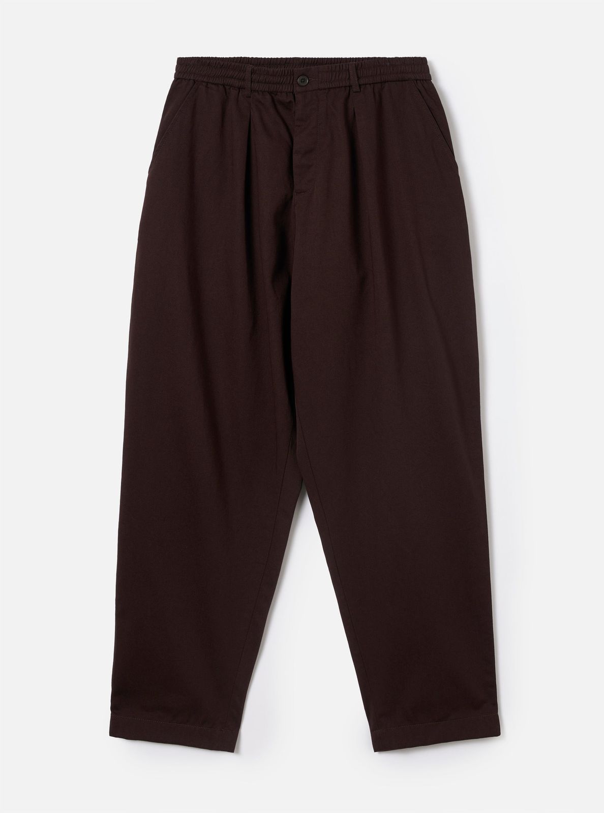 Brown Twill Pleated Track Pant