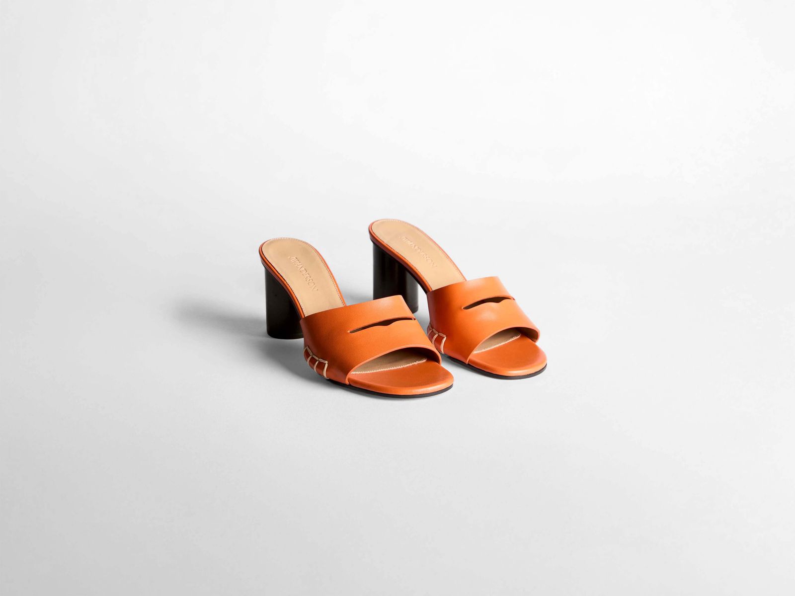 WOMENS LOAFER MULE HEELED SANDAL IN ORANGE