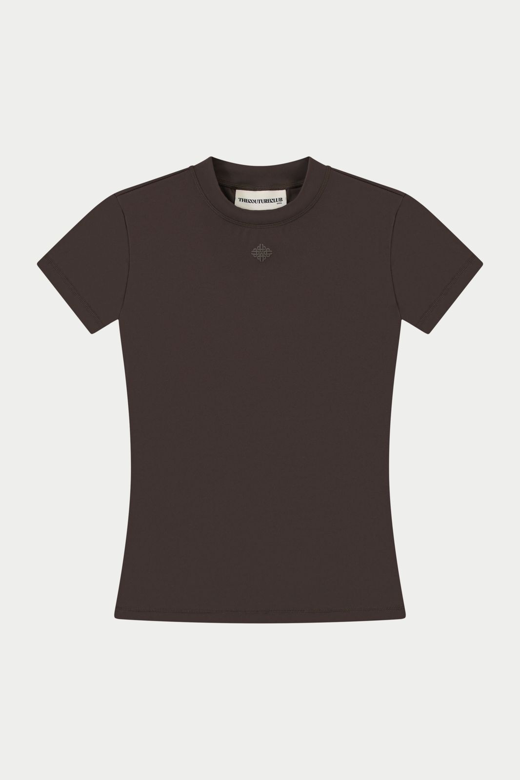 SCULPTING STRETCH EMBLEM BABY TEE - CHOCOLATE
