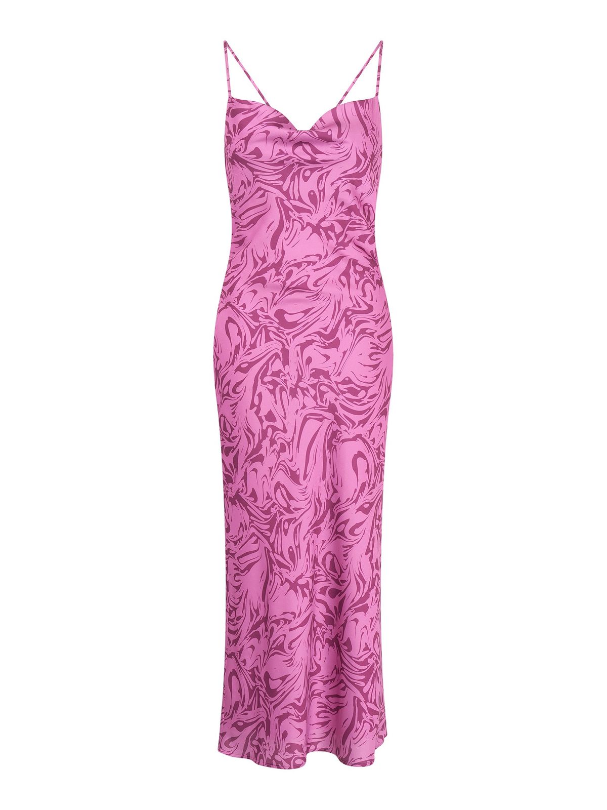 Riviera Slip Midi Dress In Pink Marble